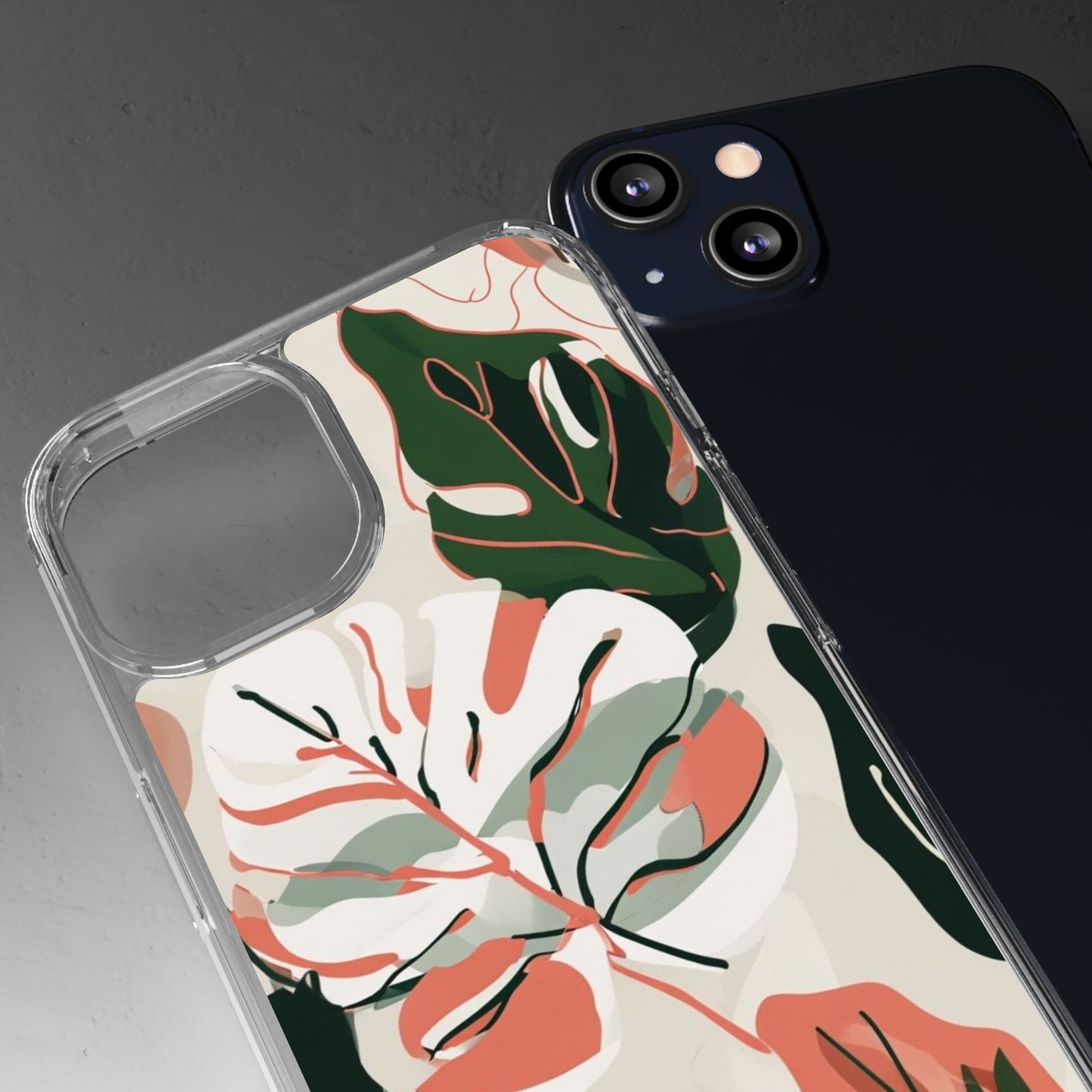 Botanical Clear Phone Case - Nature-Inspired Leaves Design
