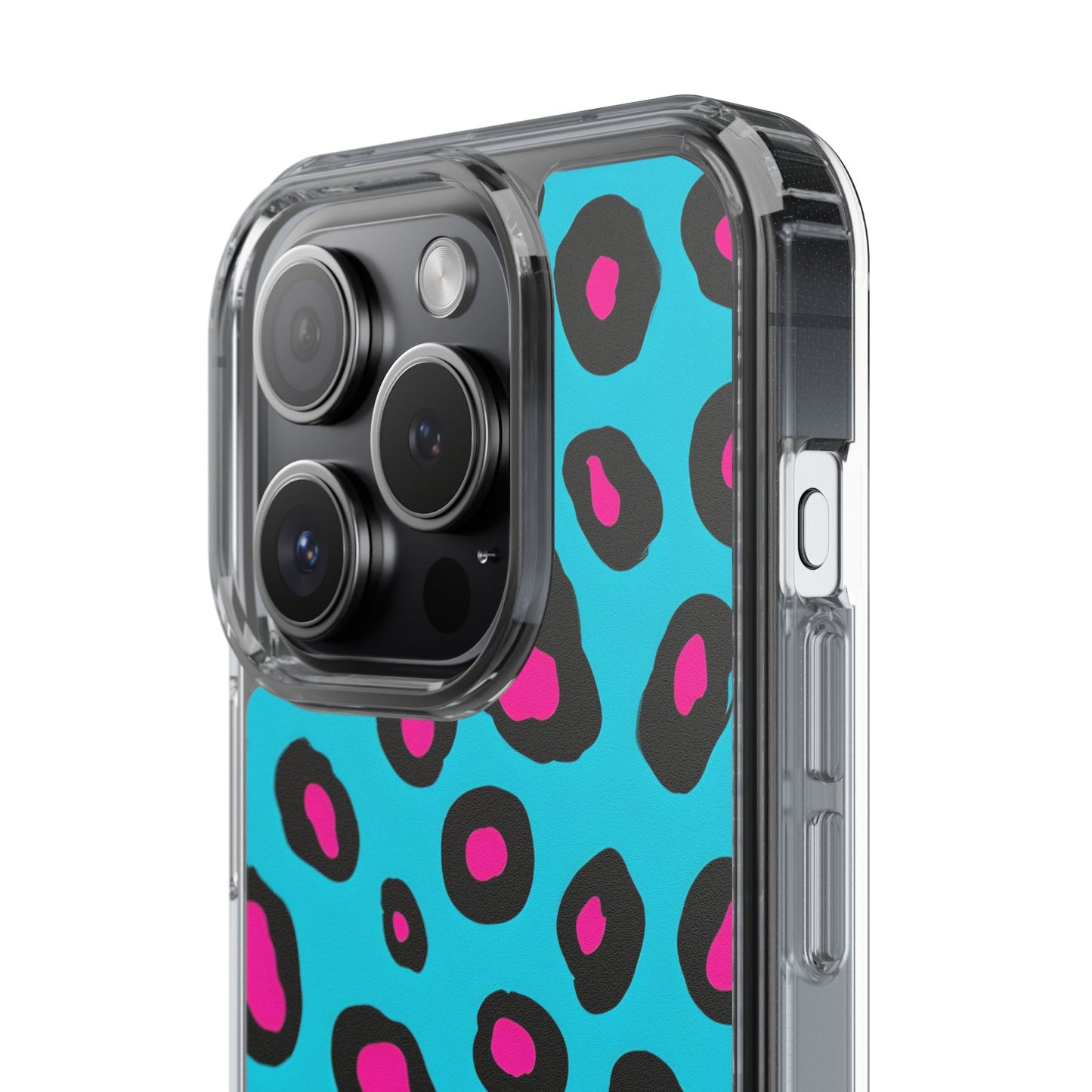 Trendy Clear Phone Case with Pink Leopard Print
