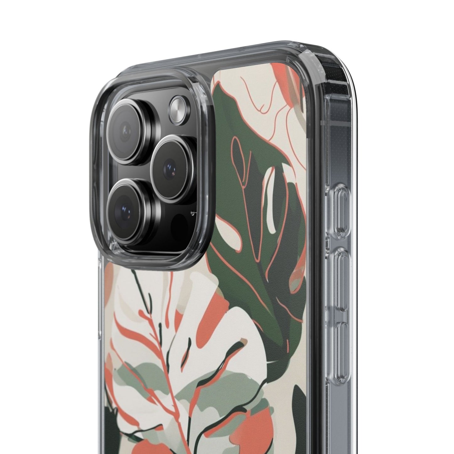 Botanical Clear Phone Case - Nature-Inspired Leaves Design