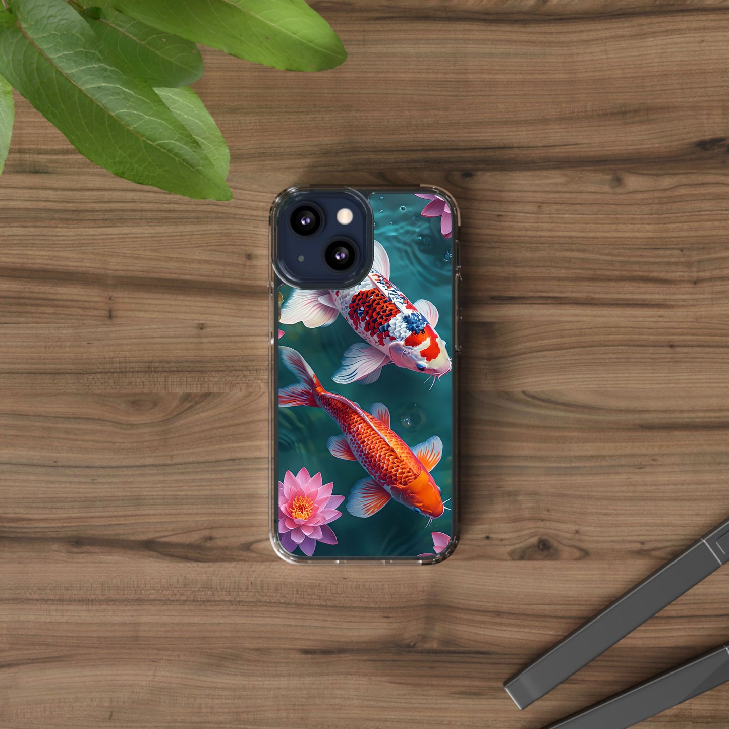 Koi Fish Clear Phone Case - Stylish Transparent Protector for Nature Lovers