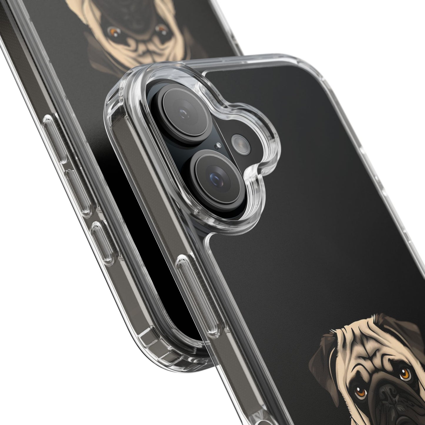 Pug Dog Clear Case with Coffee Mug Design - Cute Phone Cover