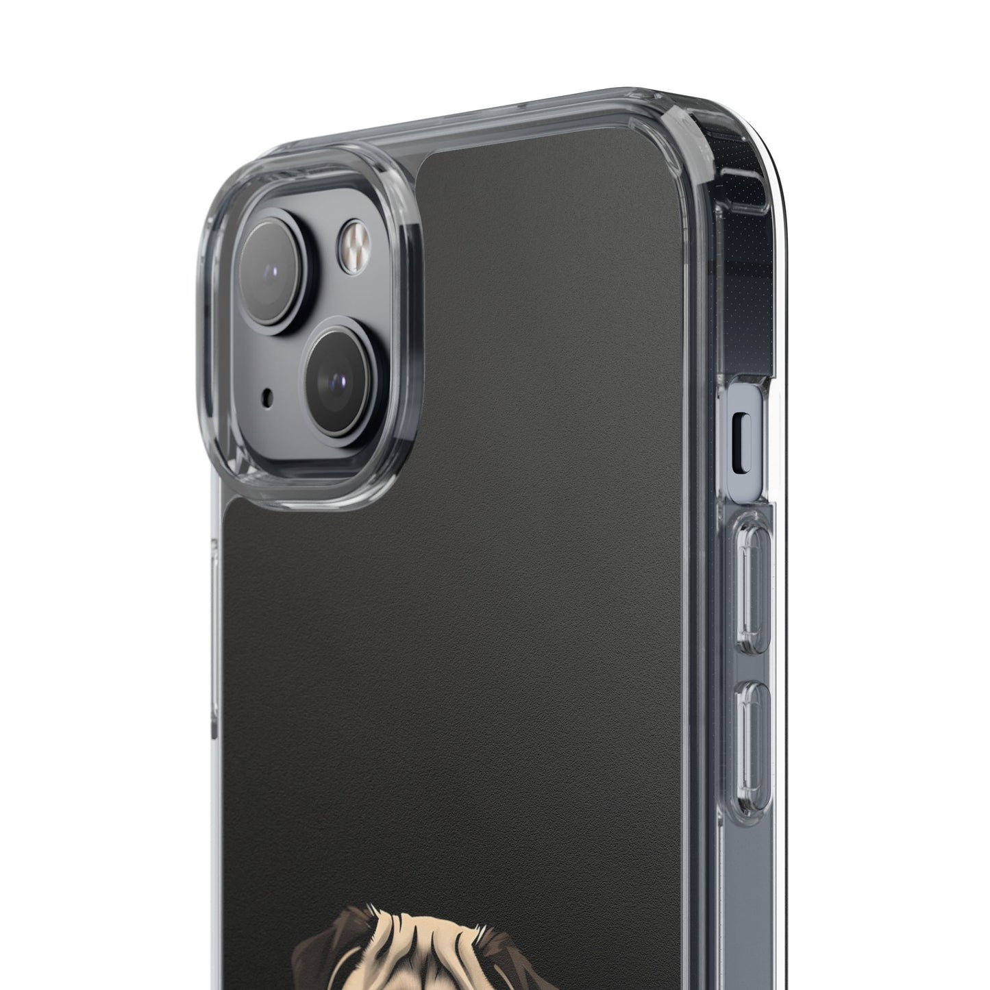Pug Dog Clear Case with Coffee Mug Design - Cute Phone Cover