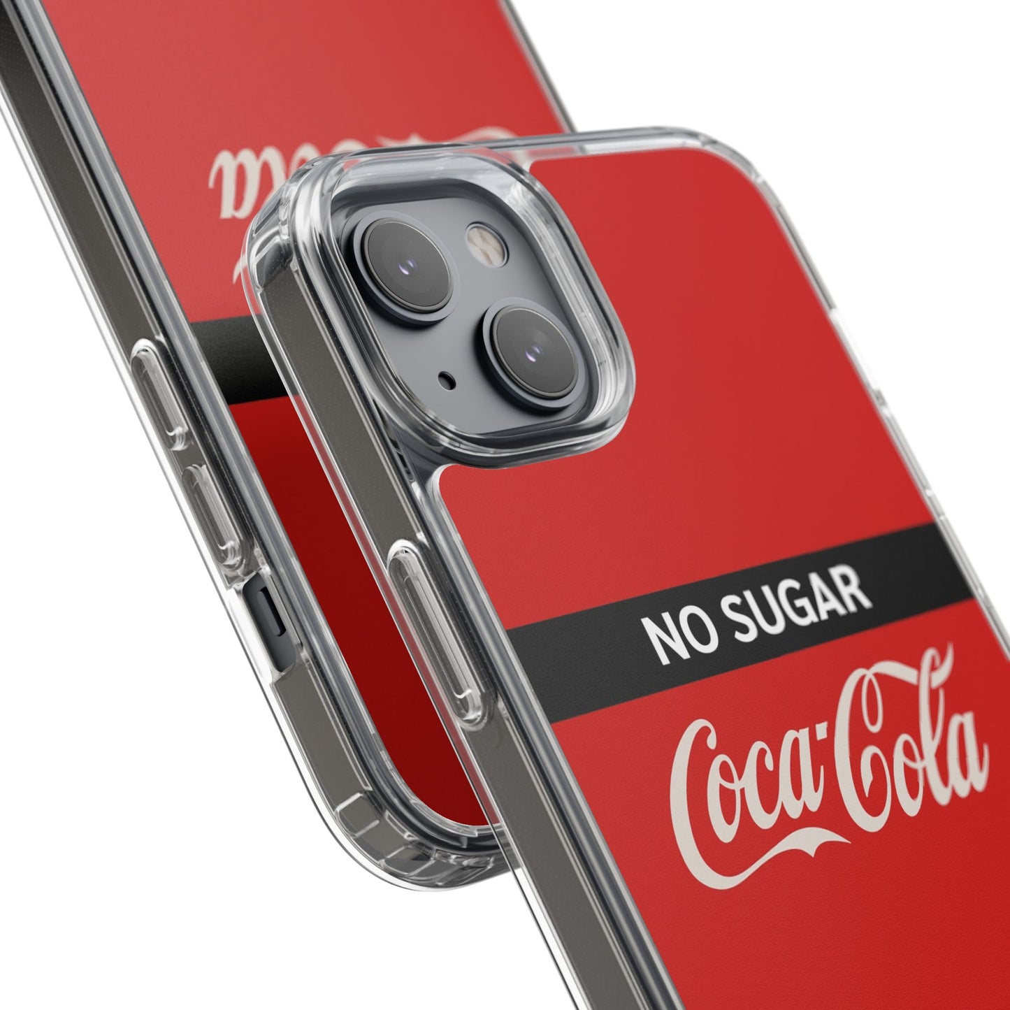 Coca-Cola No Sugar Clear Phone Case - Stylish and Trendy Accessory