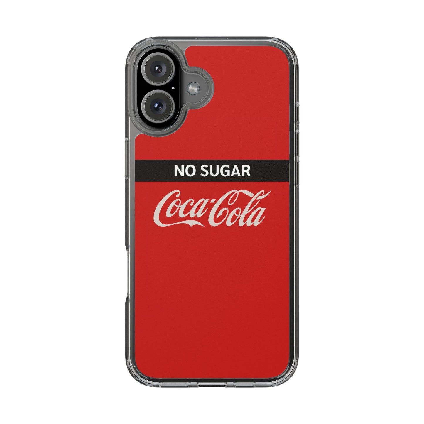 Coca-Cola No Sugar Clear Phone Case - Stylish and Trendy Accessory