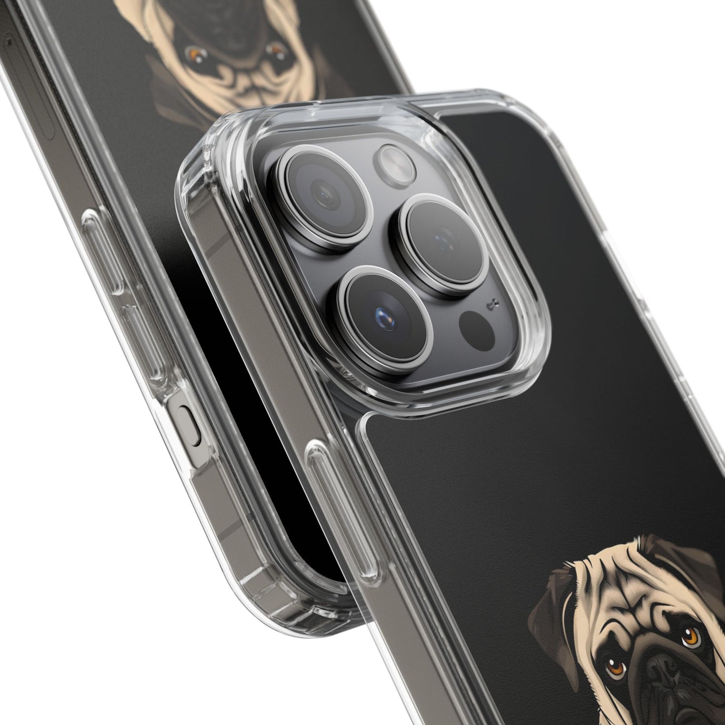 Pug Dog Clear Case with Coffee Mug Design - Cute Phone Cover