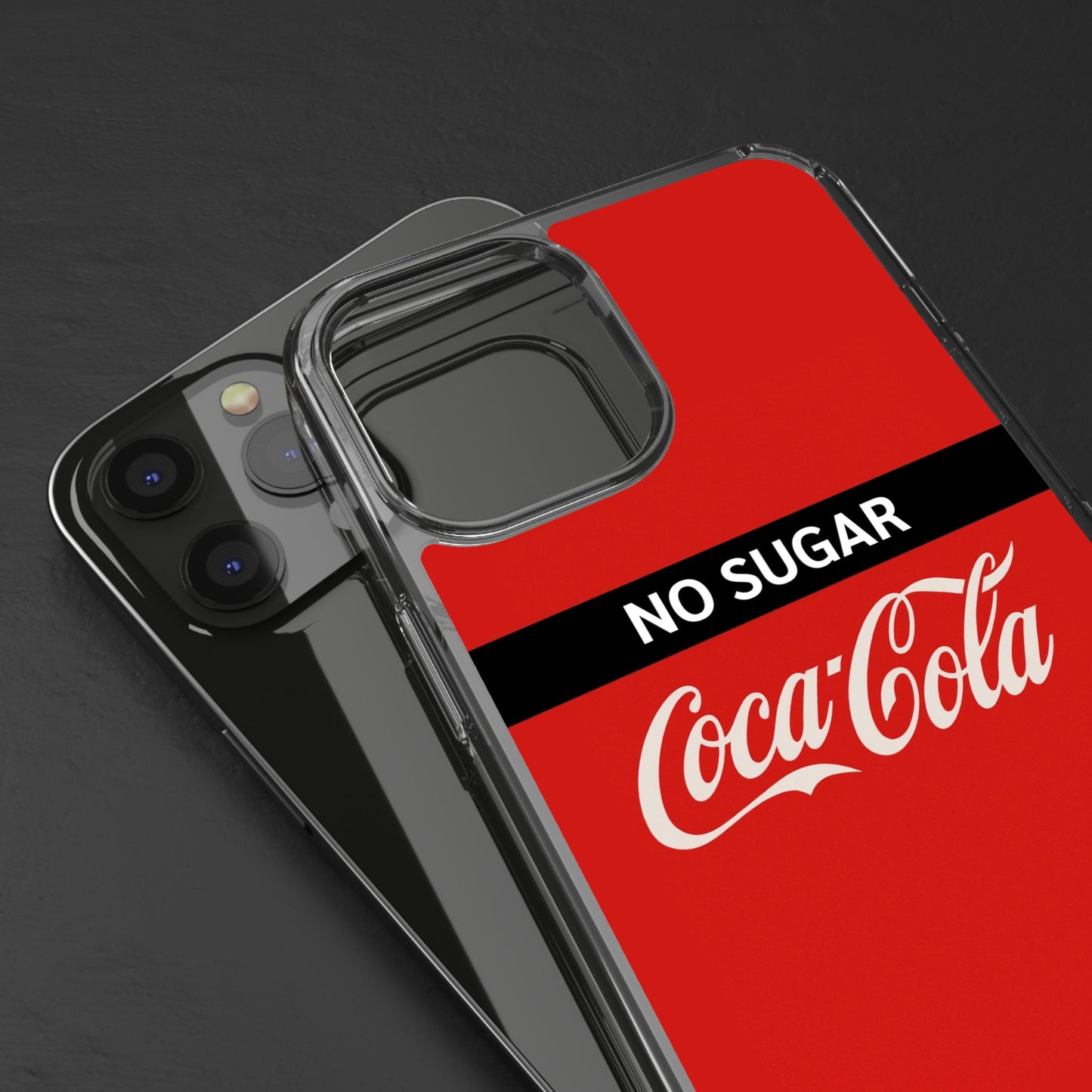 Coca-Cola No Sugar Clear Phone Case - Stylish and Trendy Accessory
