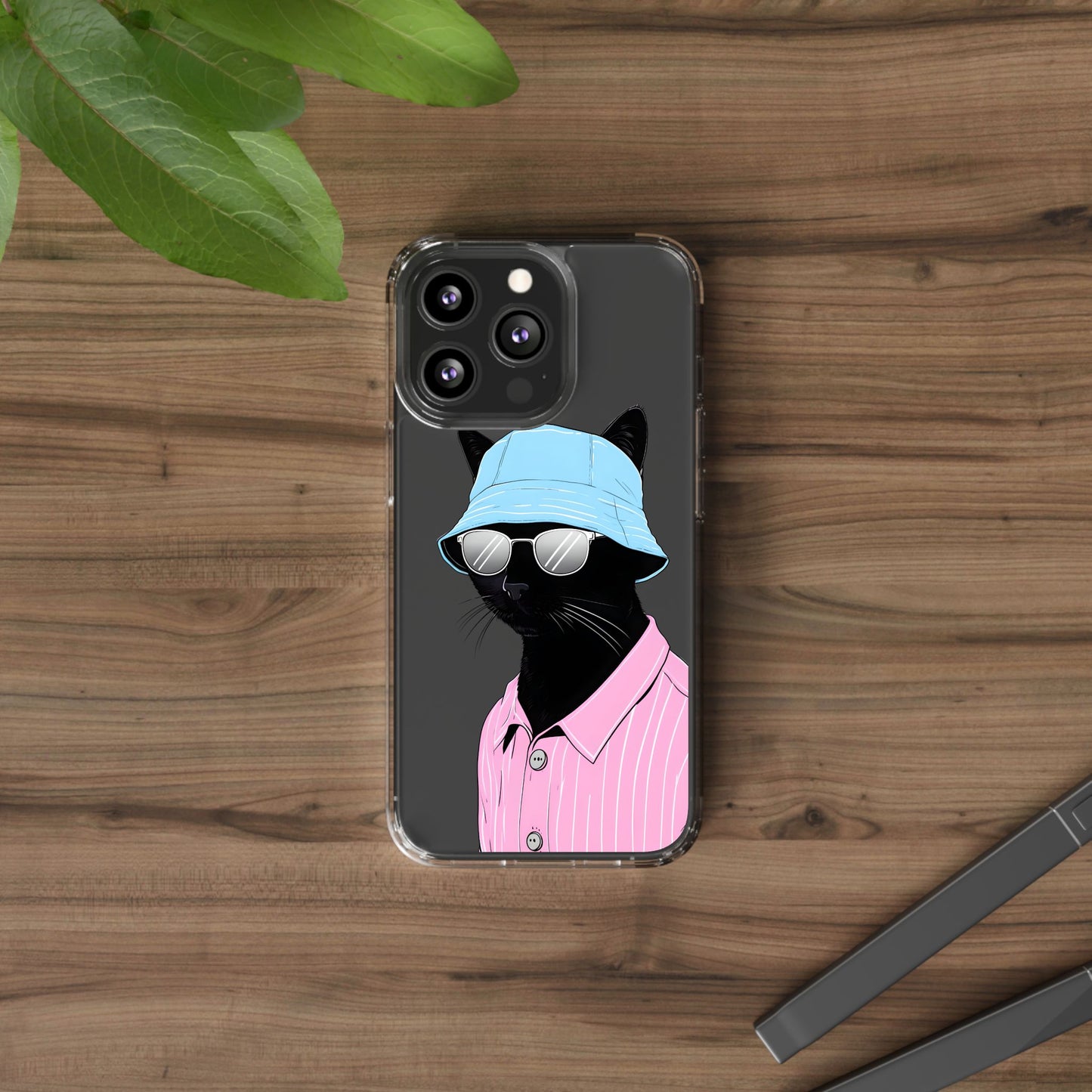 Cool Cat Phone Case with Sunglasses & Hat Design