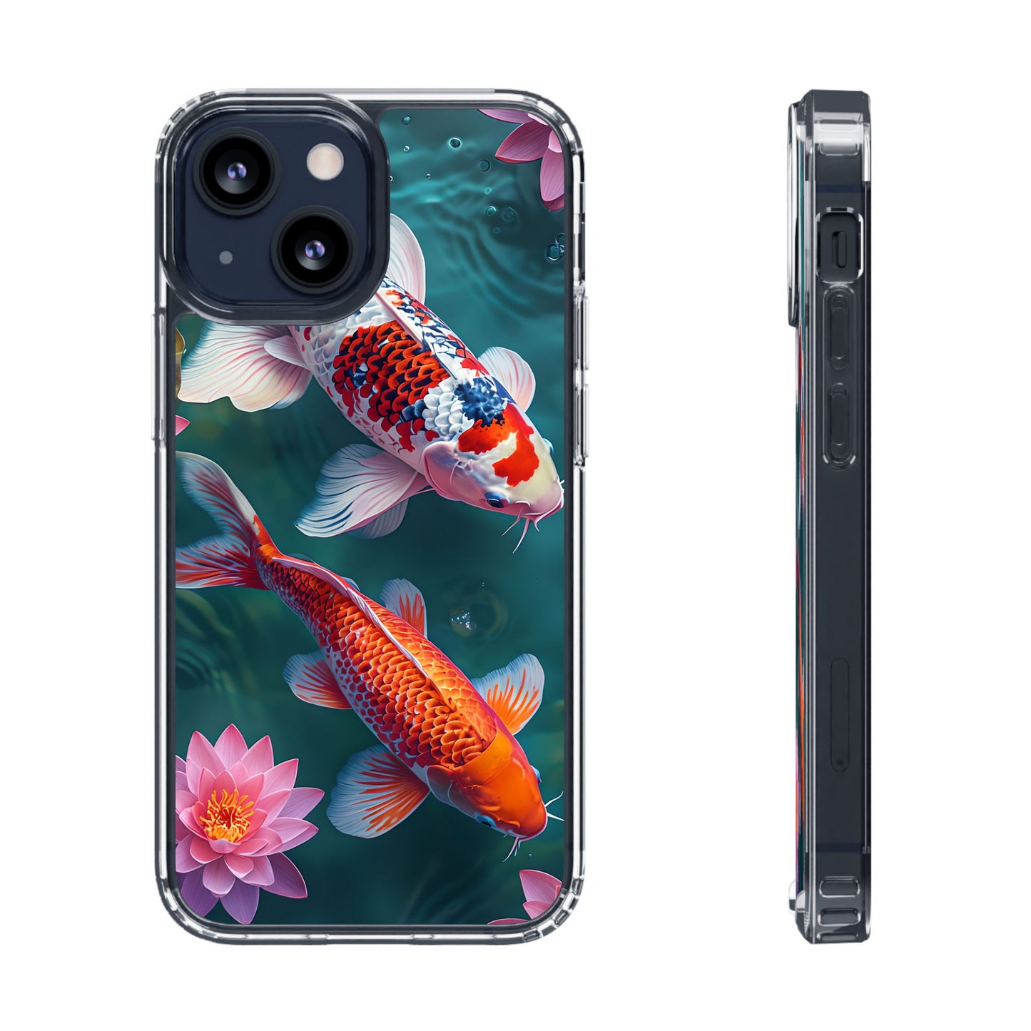 Koi Fish Clear Phone Case - Stylish Transparent Protector for Nature Lovers