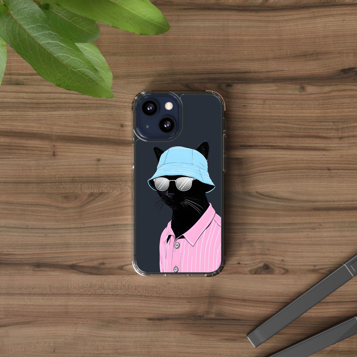 Cool Cat Phone Case with Sunglasses & Hat Design
