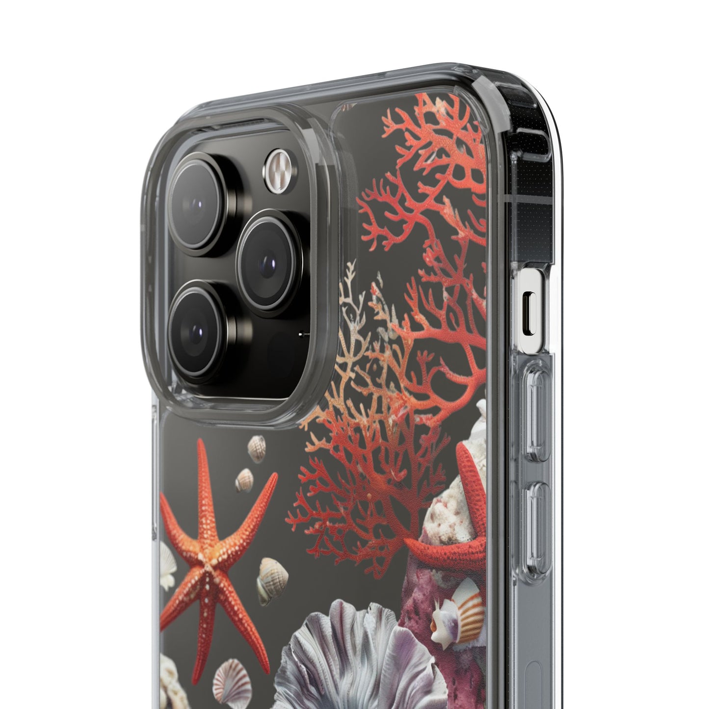 Ocean Coral Clear Phone Case with Starfish Design