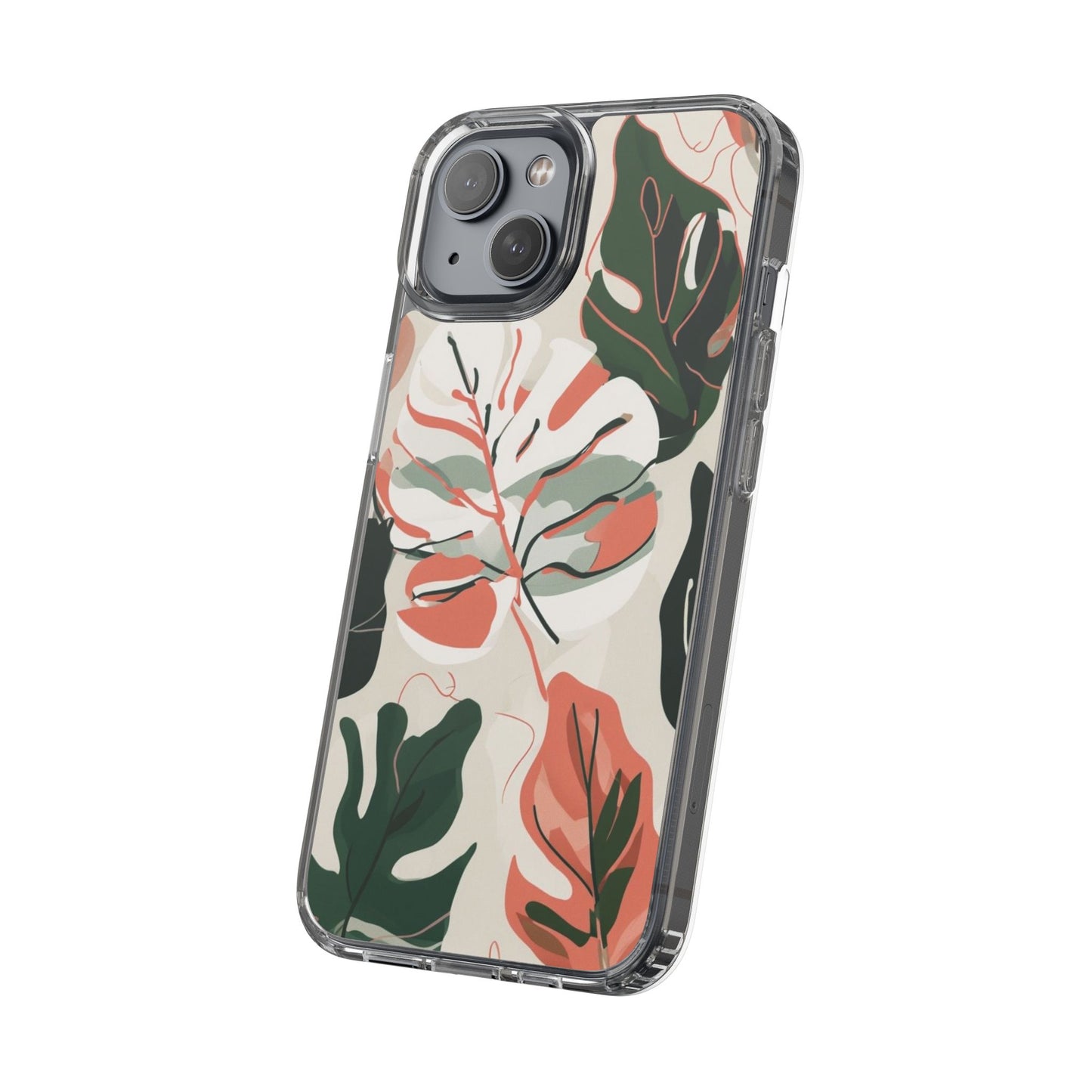 Botanical Clear Phone Case - Nature-Inspired Leaves Design