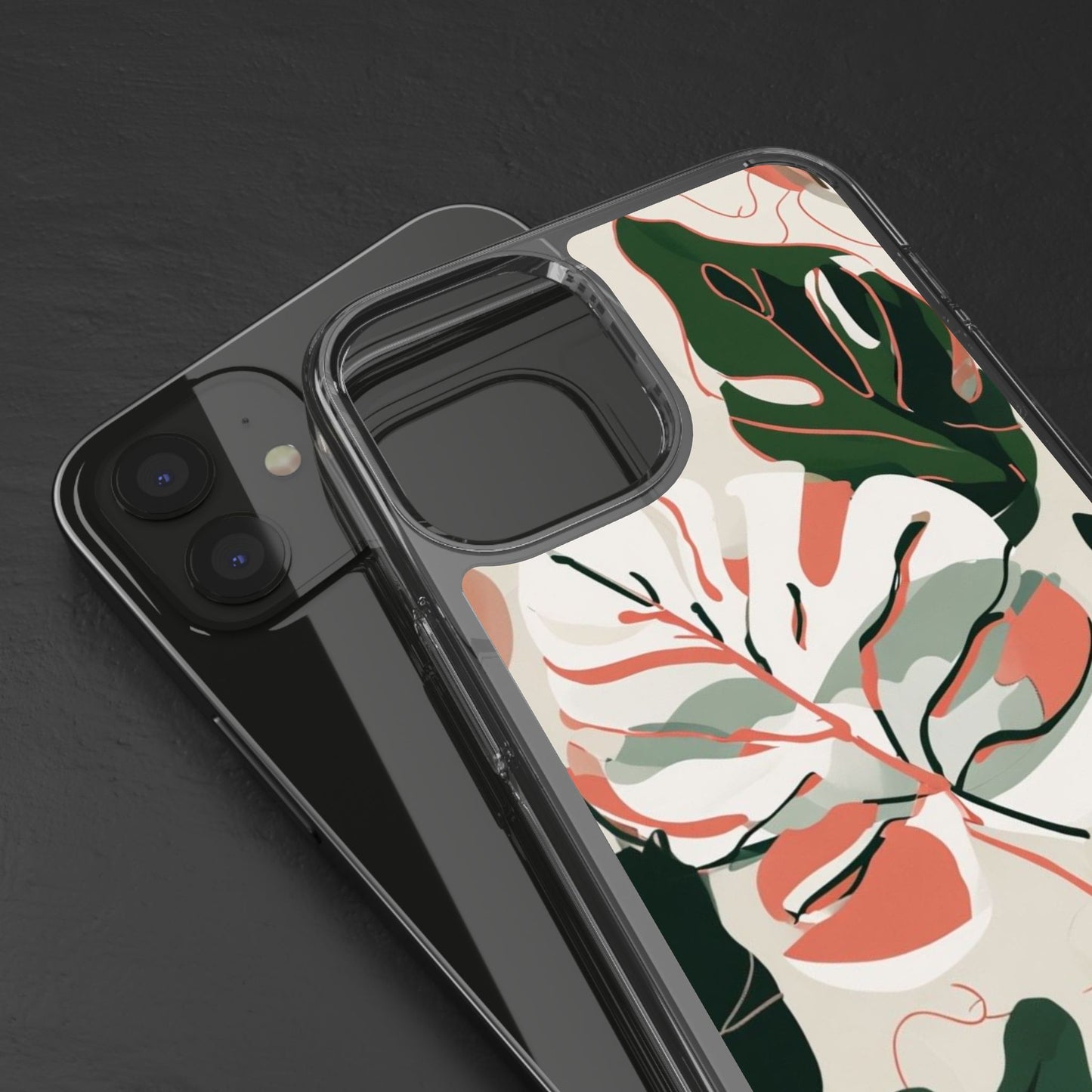 Botanical Clear Phone Case - Nature-Inspired Leaves Design