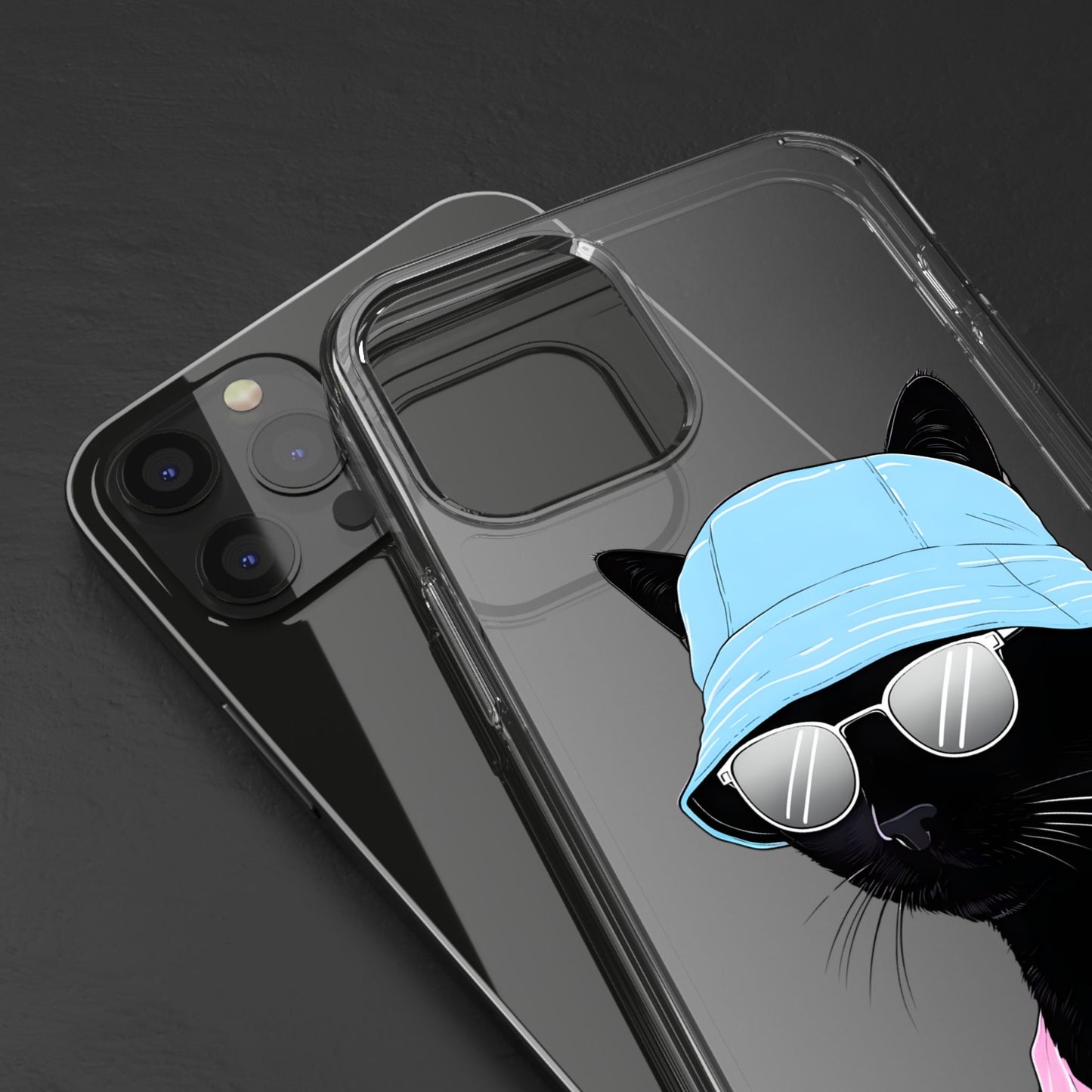 Cool Cat Phone Case with Sunglasses & Hat Design