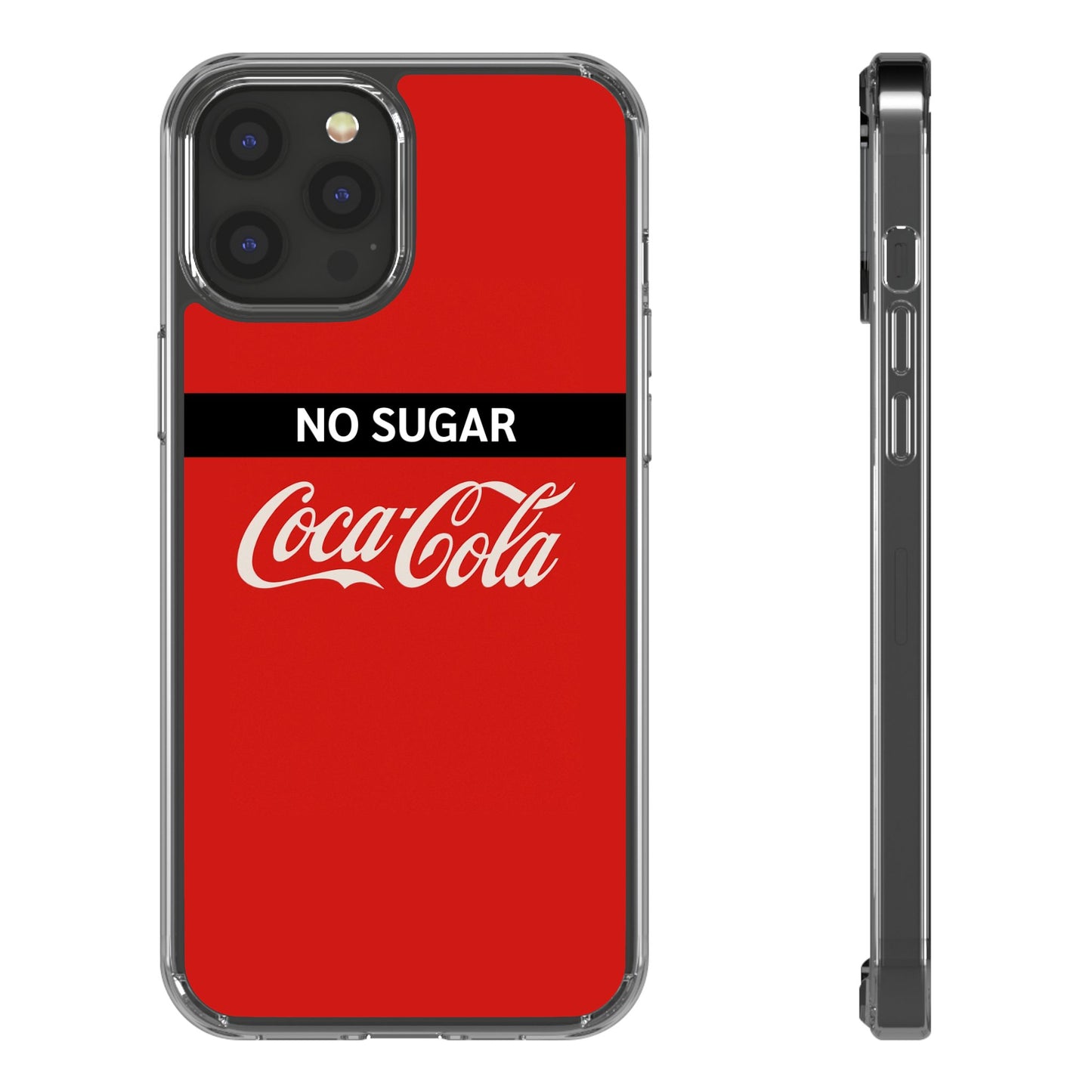 Coca-Cola No Sugar Clear Phone Case - Stylish and Trendy Accessory