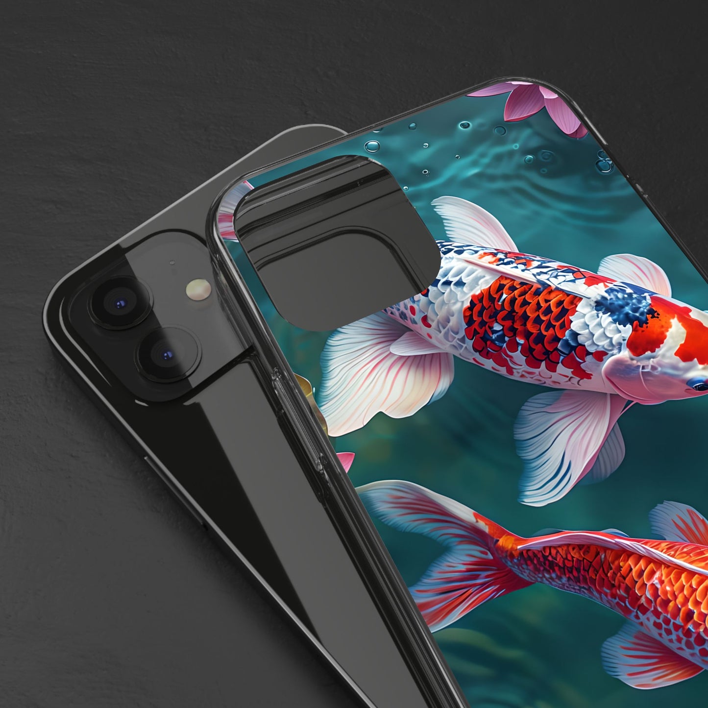 Koi Fish Clear Phone Case - Stylish Transparent Protector for Nature Lovers