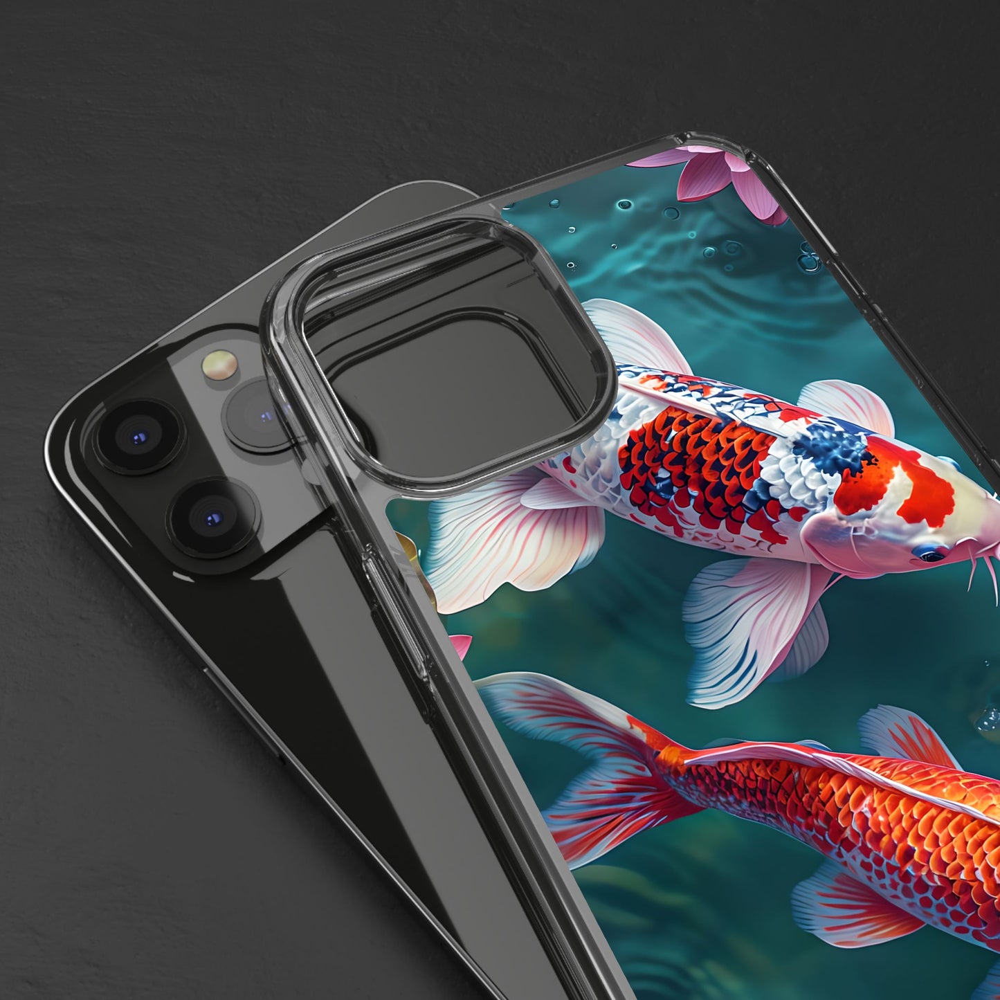 Koi Fish Clear Phone Case - Stylish Transparent Protector for Nature Lovers