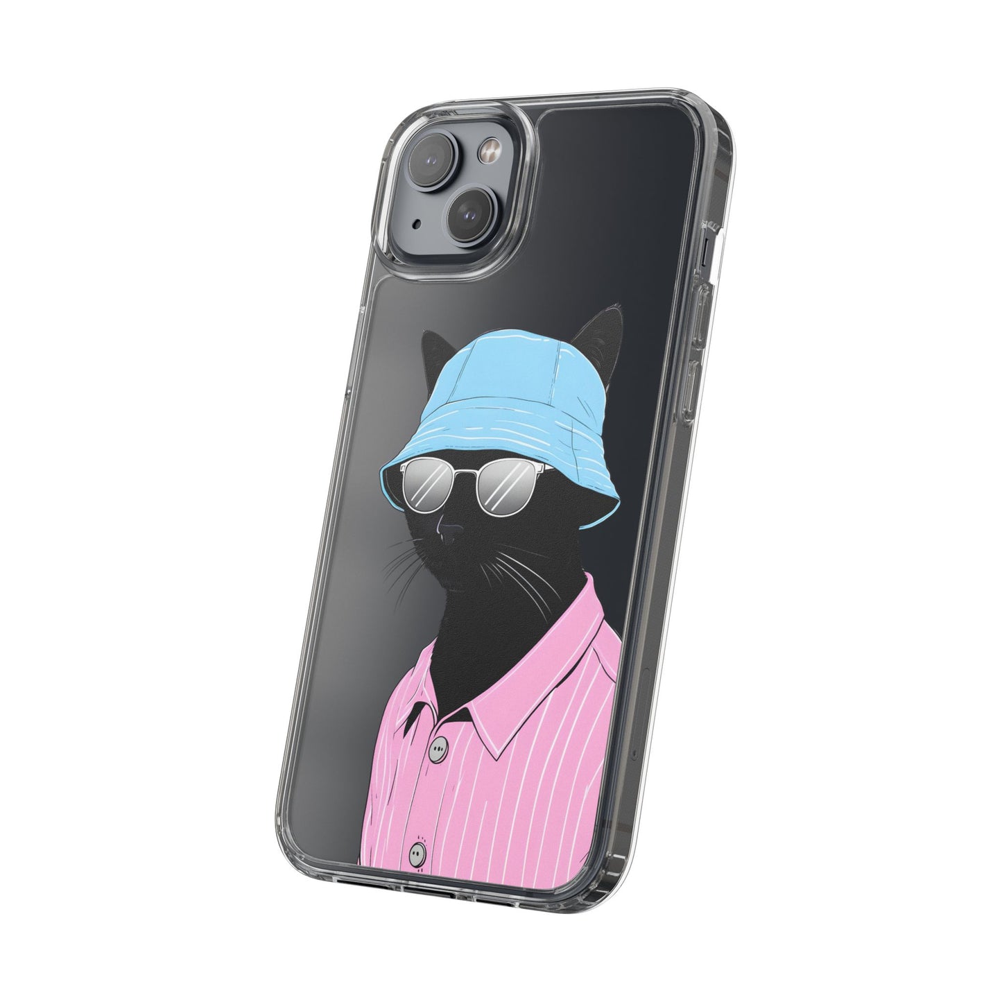Cool Cat Phone Case with Sunglasses & Hat Design