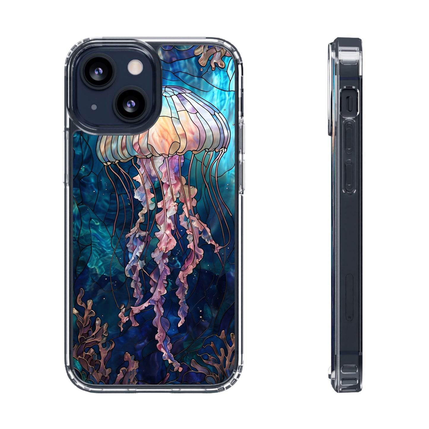 Ocean Jellyfish Clear Phone Case - Vibrant Marine Design for iPhone