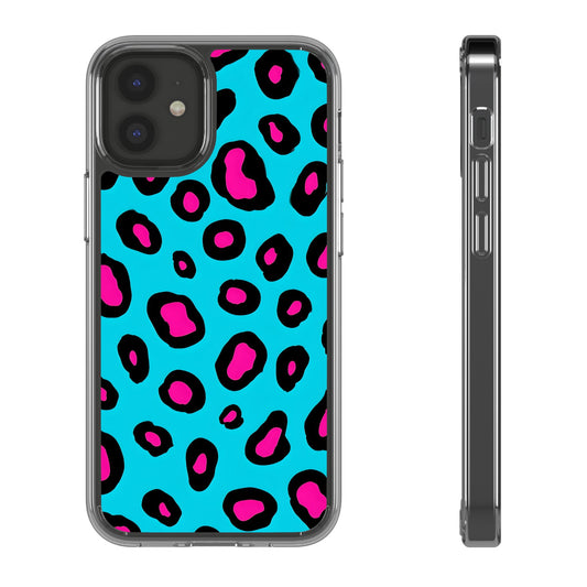 Trendy Clear Phone Case with Pink Leopard Print