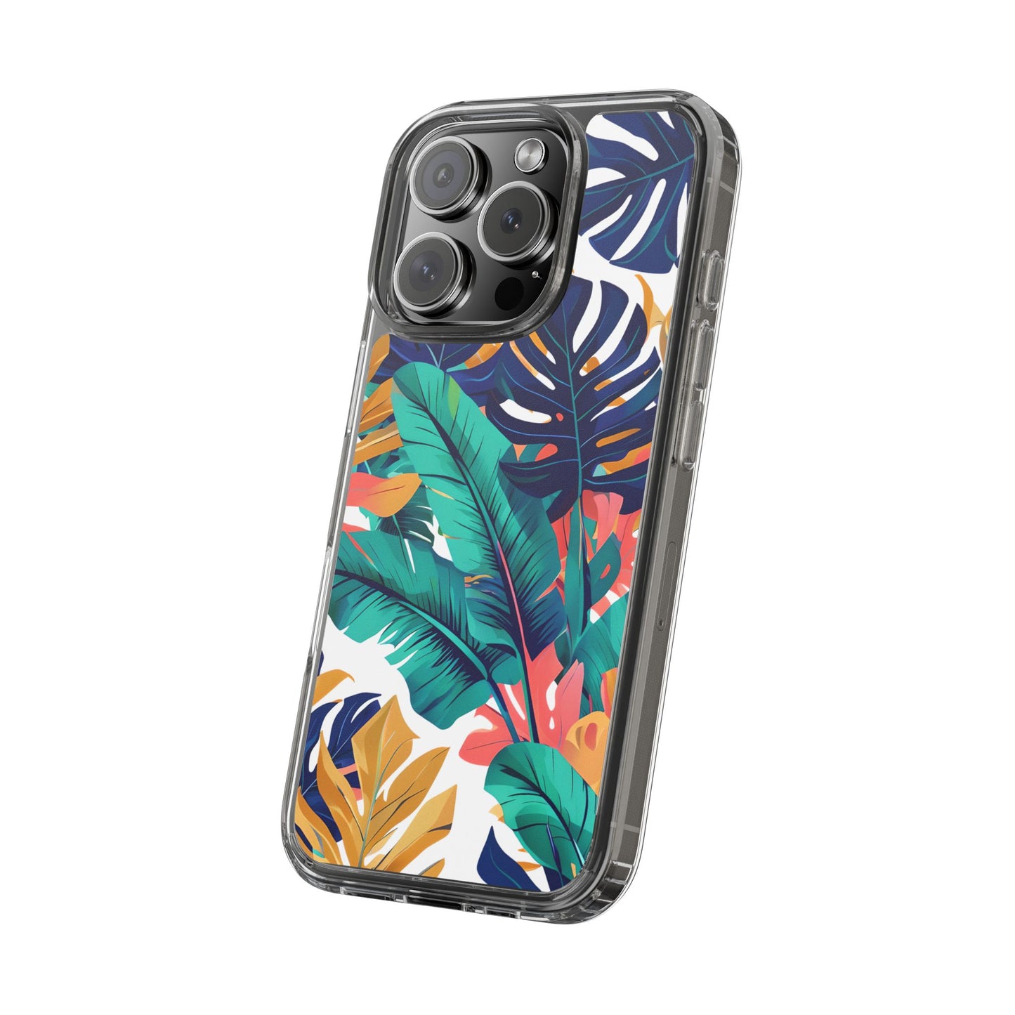 Tropical Leaf Clear Phone Case - Stylish & Protective for Nature Lovers