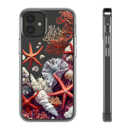 Ocean Coral Clear Phone Case with Starfish Design