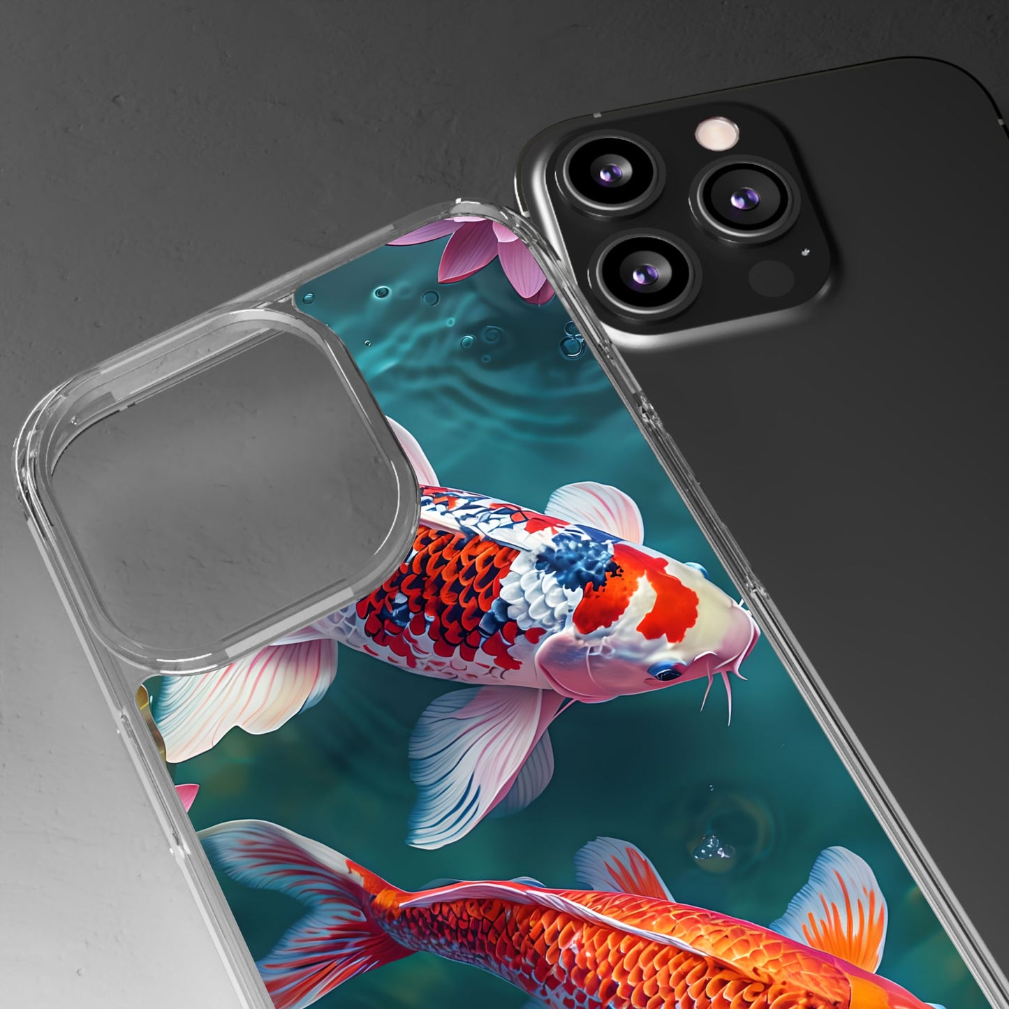 Koi Fish Clear Phone Case - Stylish Transparent Protector for Nature Lovers