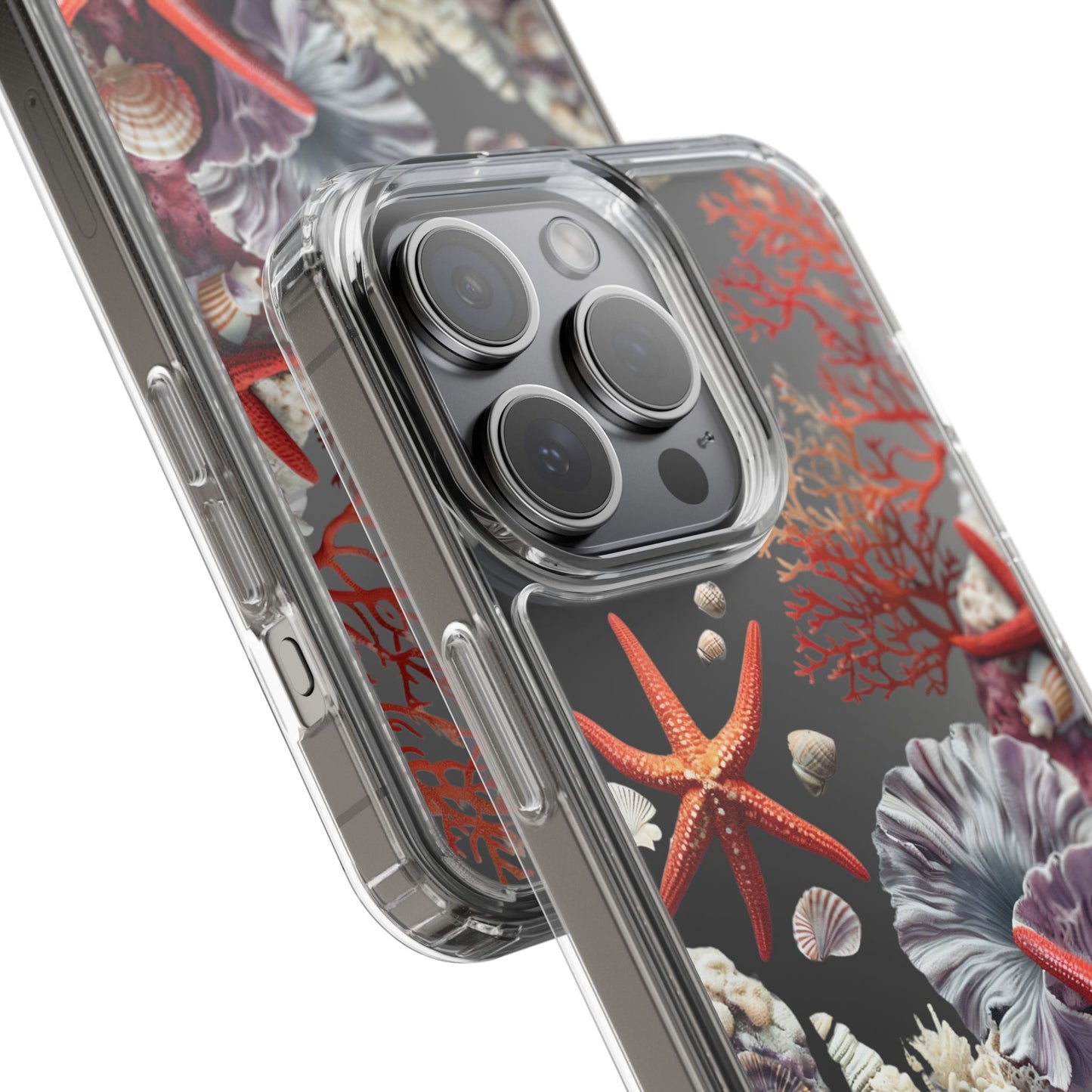 Ocean Coral Clear Phone Case with Starfish Design