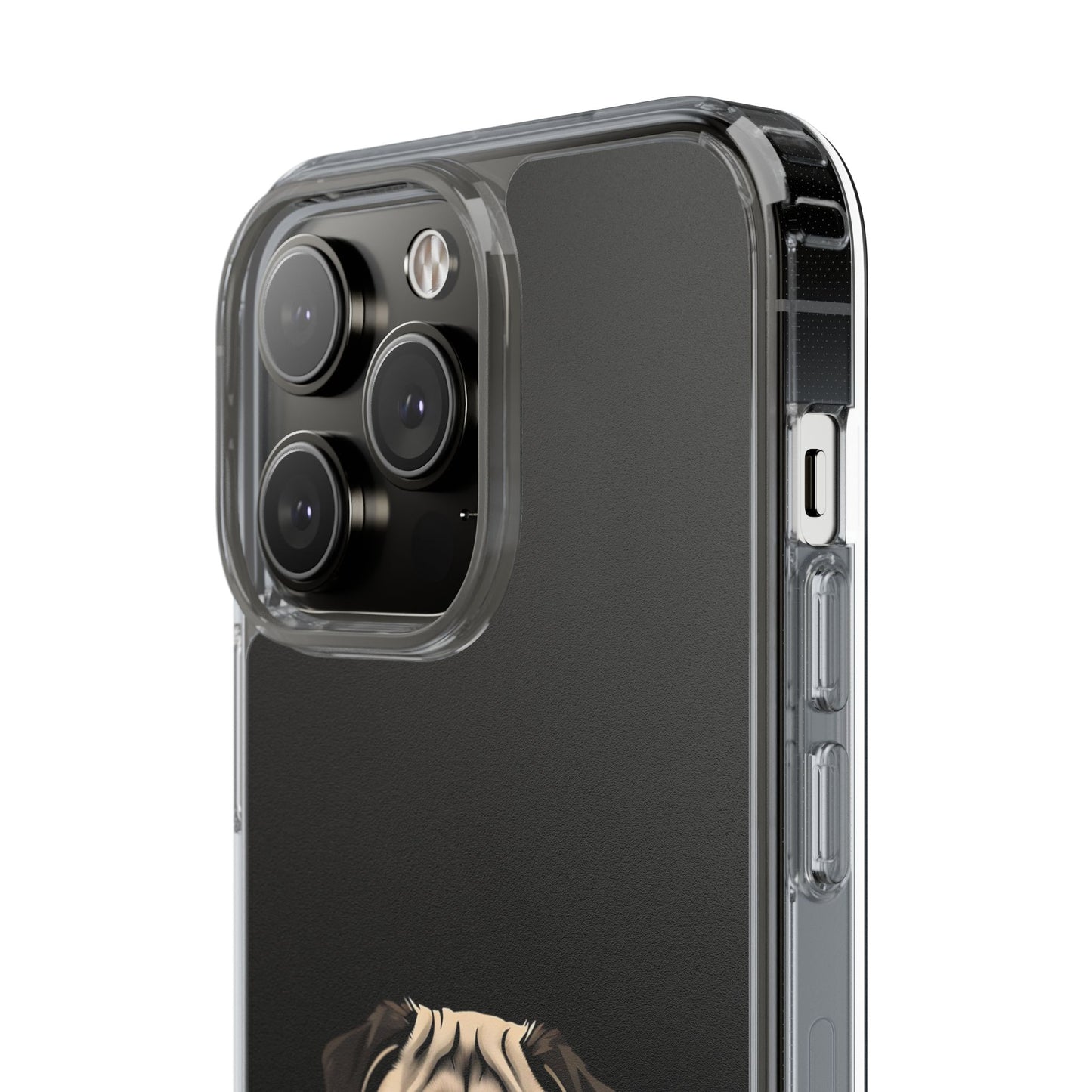 Pug Dog Clear Case with Coffee Mug Design - Cute Phone Cover