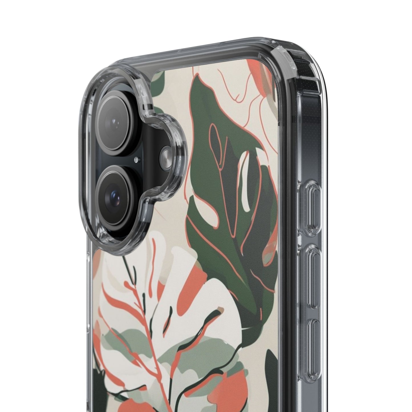 Botanical Clear Phone Case - Nature-Inspired Leaves Design