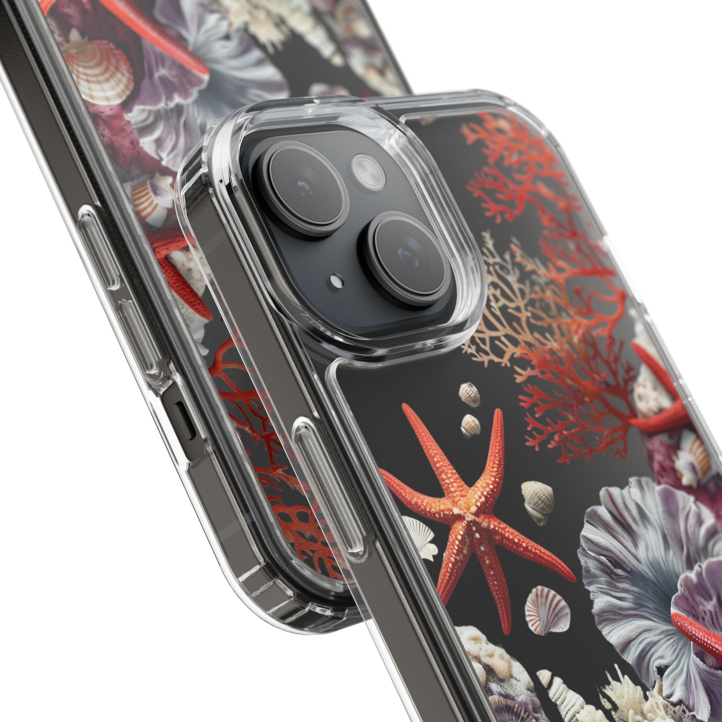 Ocean Coral Clear Phone Case with Starfish Design