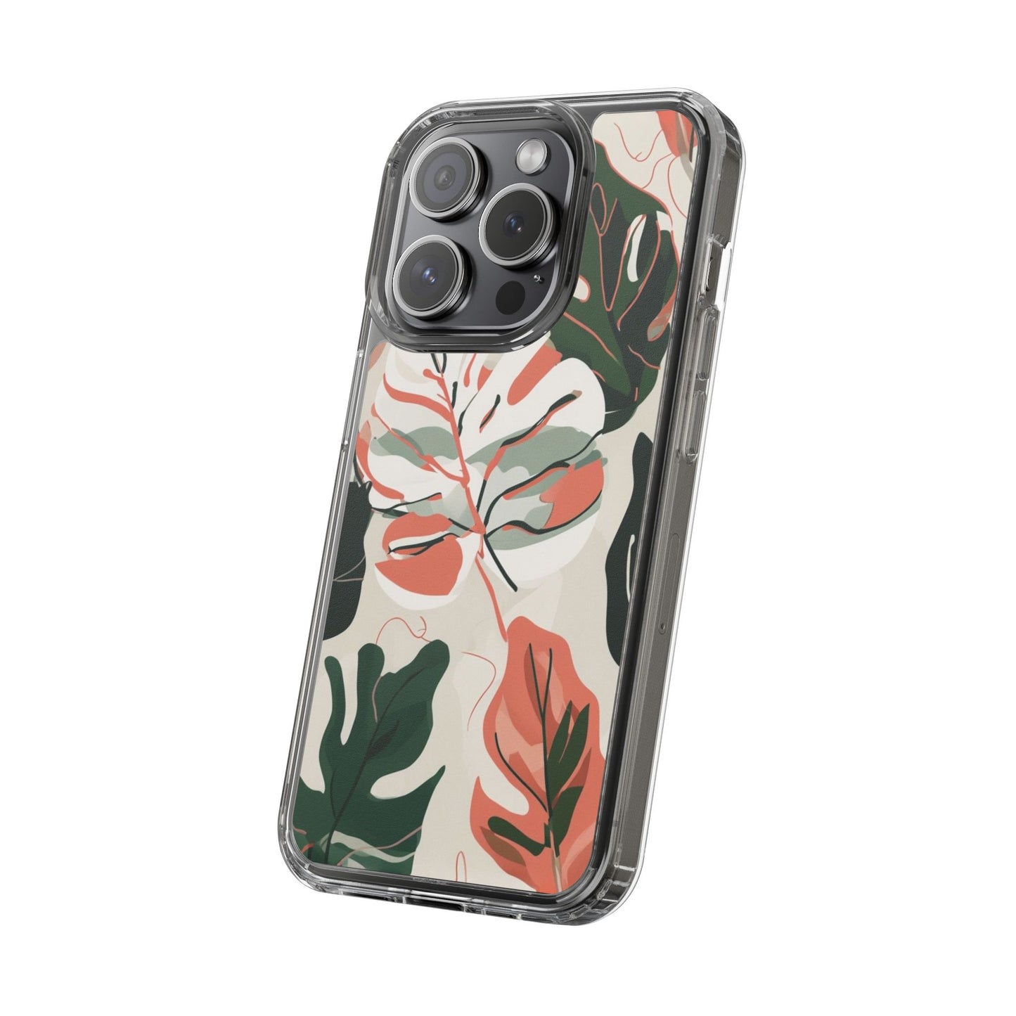 Botanical Clear Phone Case - Nature-Inspired Leaves Design