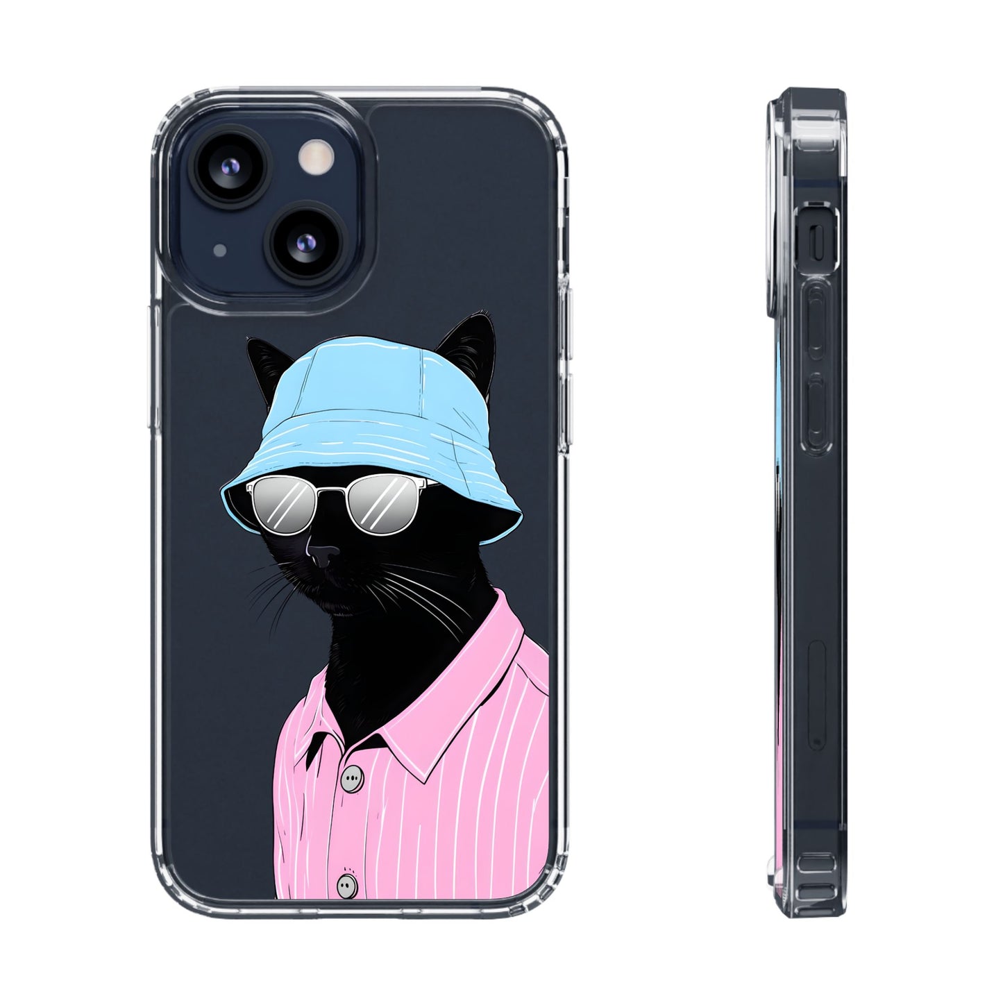 Cool Cat Phone Case with Sunglasses & Hat Design