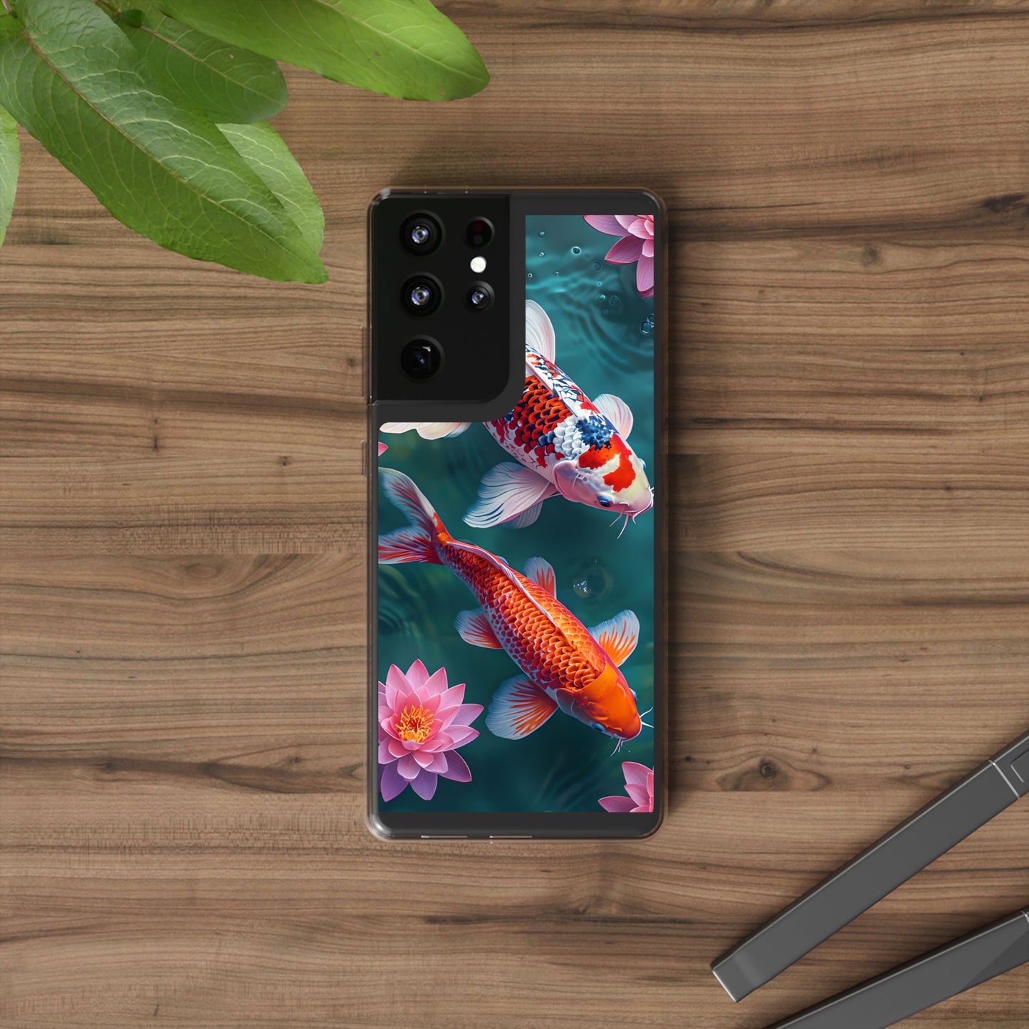 Koi Fish Clear Phone Case - Stylish Transparent Protector for Nature Lovers