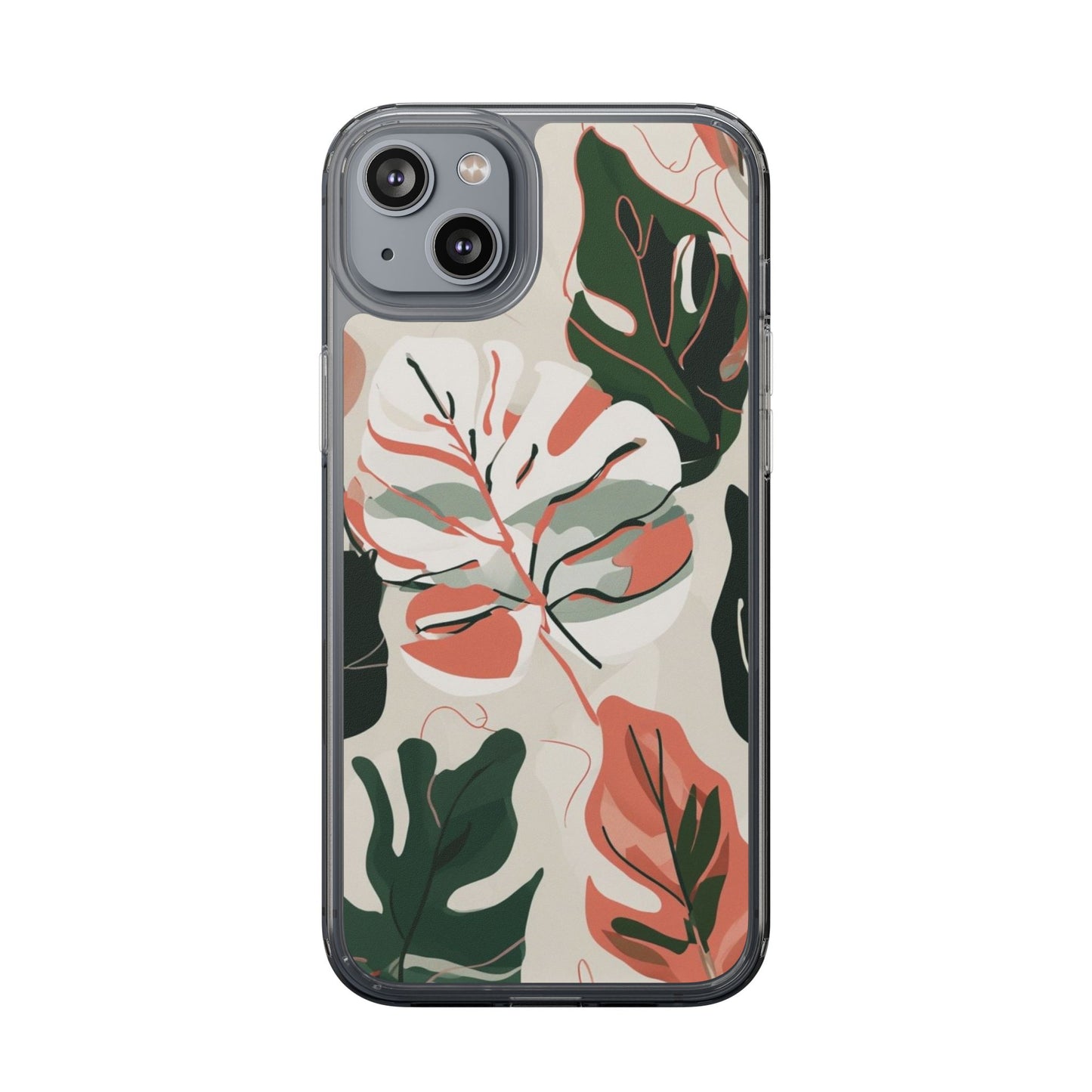 Botanical Clear Phone Case - Nature-Inspired Leaves Design