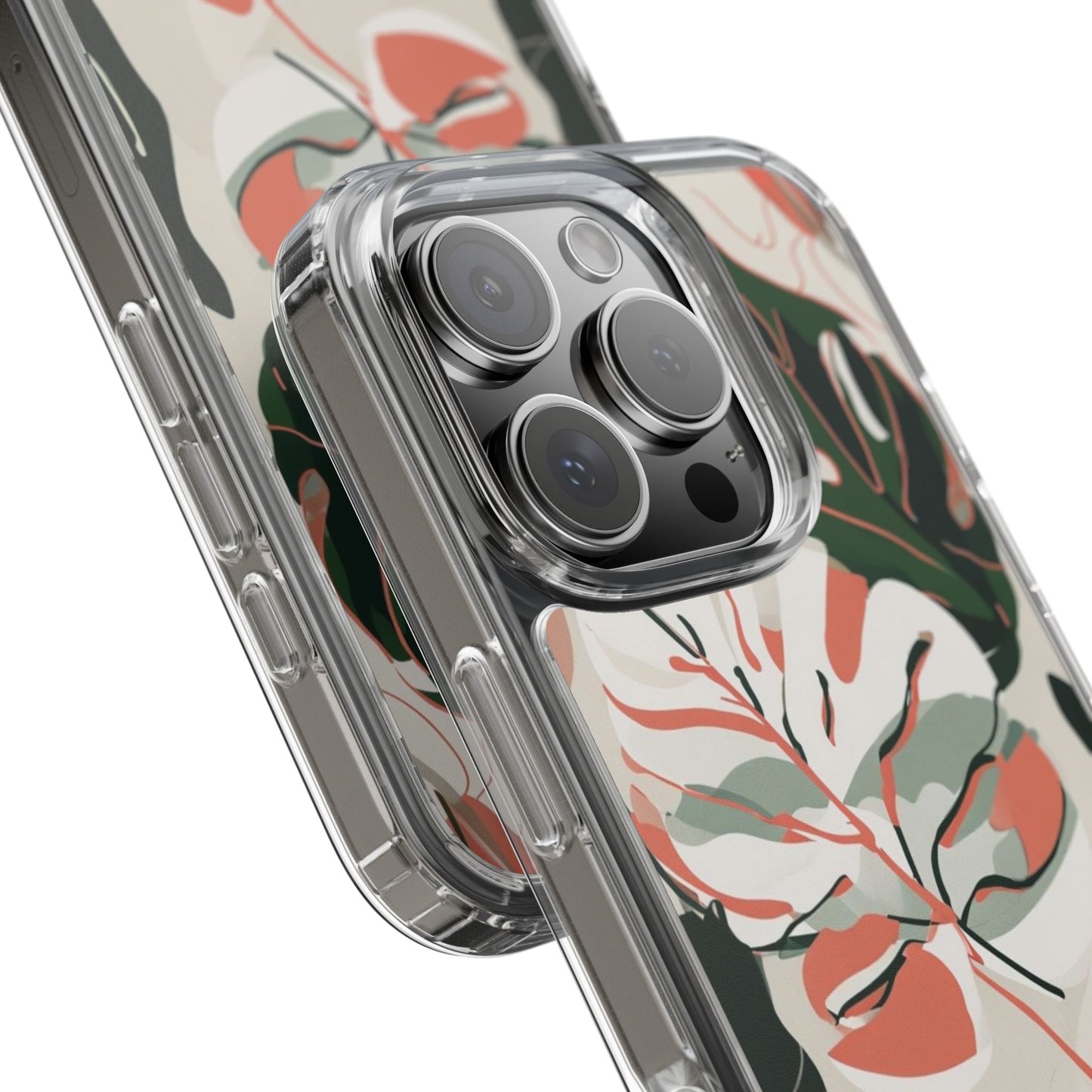 Botanical Clear Phone Case - Nature-Inspired Leaves Design