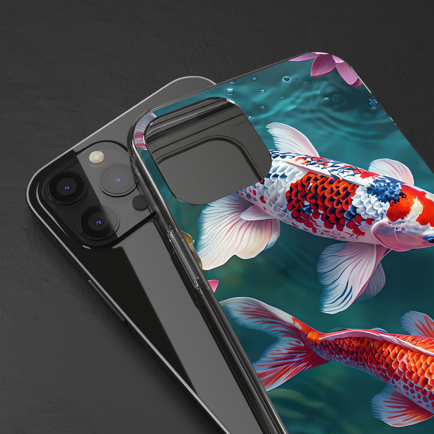 Koi Fish Clear Phone Case - Stylish Transparent Protector for Nature Lovers