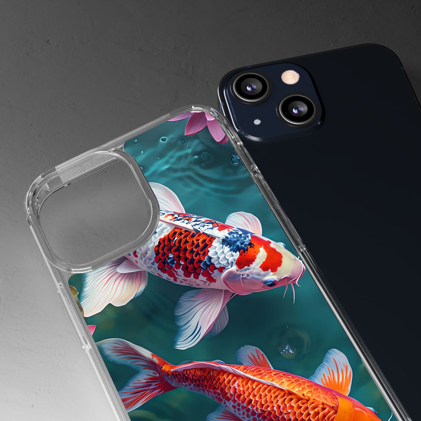 Koi Fish Clear Phone Case - Stylish Transparent Protector for Nature Lovers