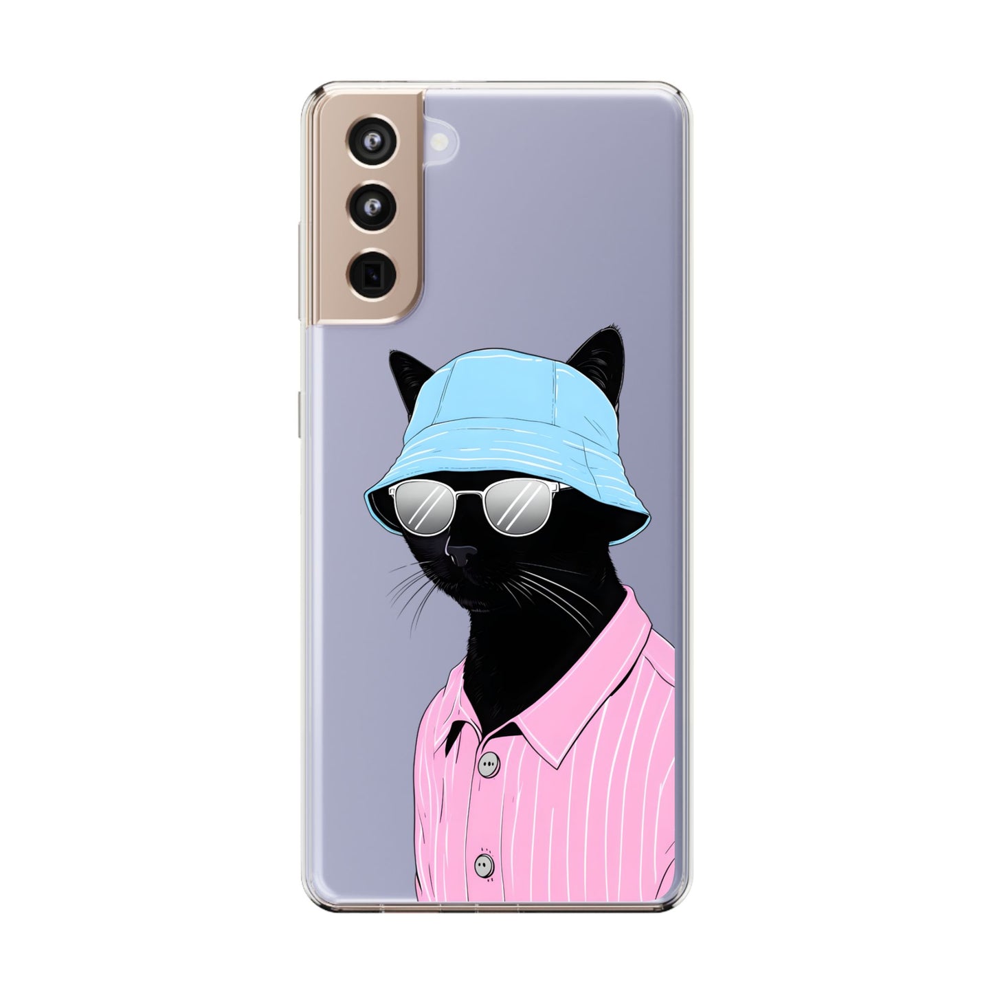 Cool Cat Phone Case with Sunglasses & Hat Design
