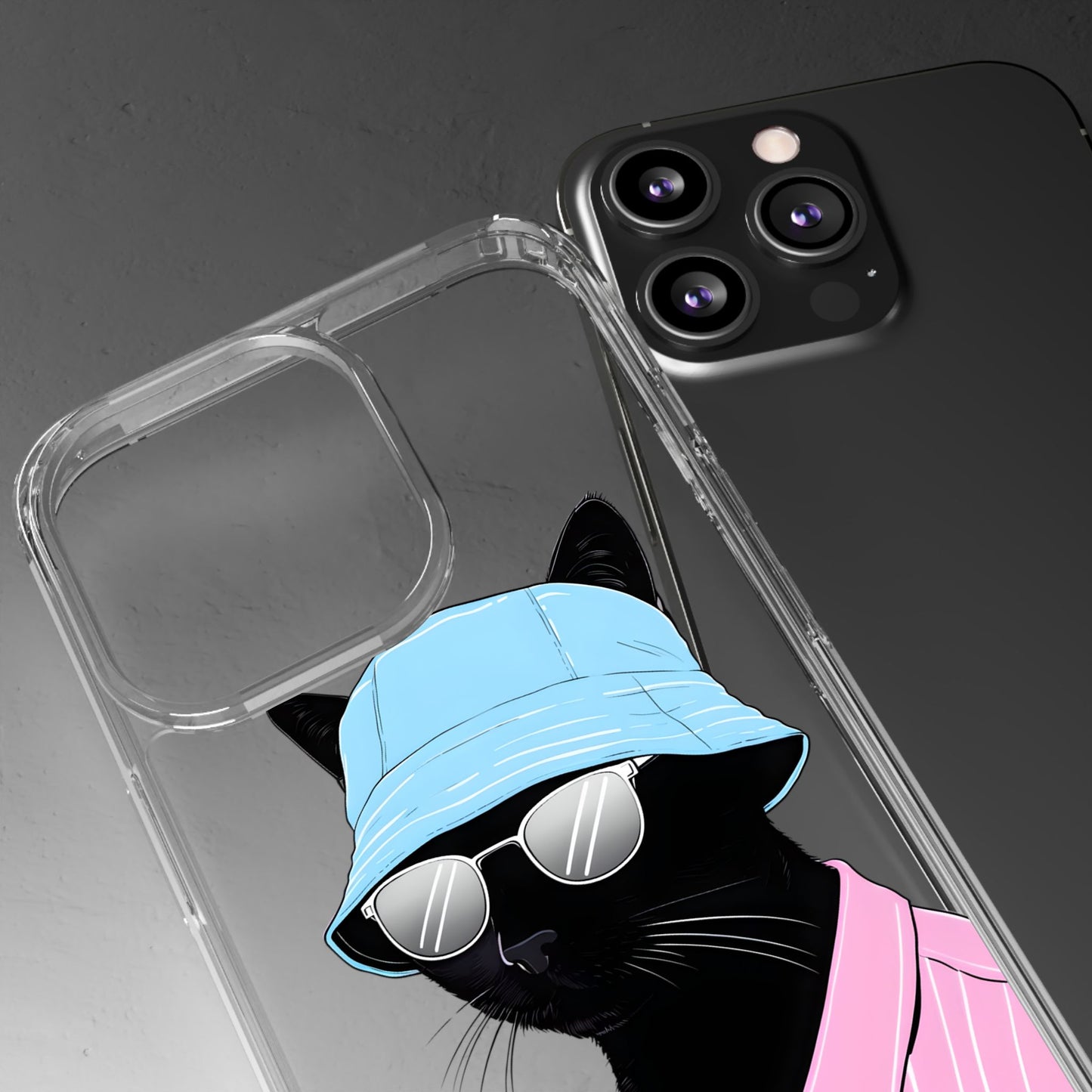 Cool Cat Phone Case with Sunglasses & Hat Design