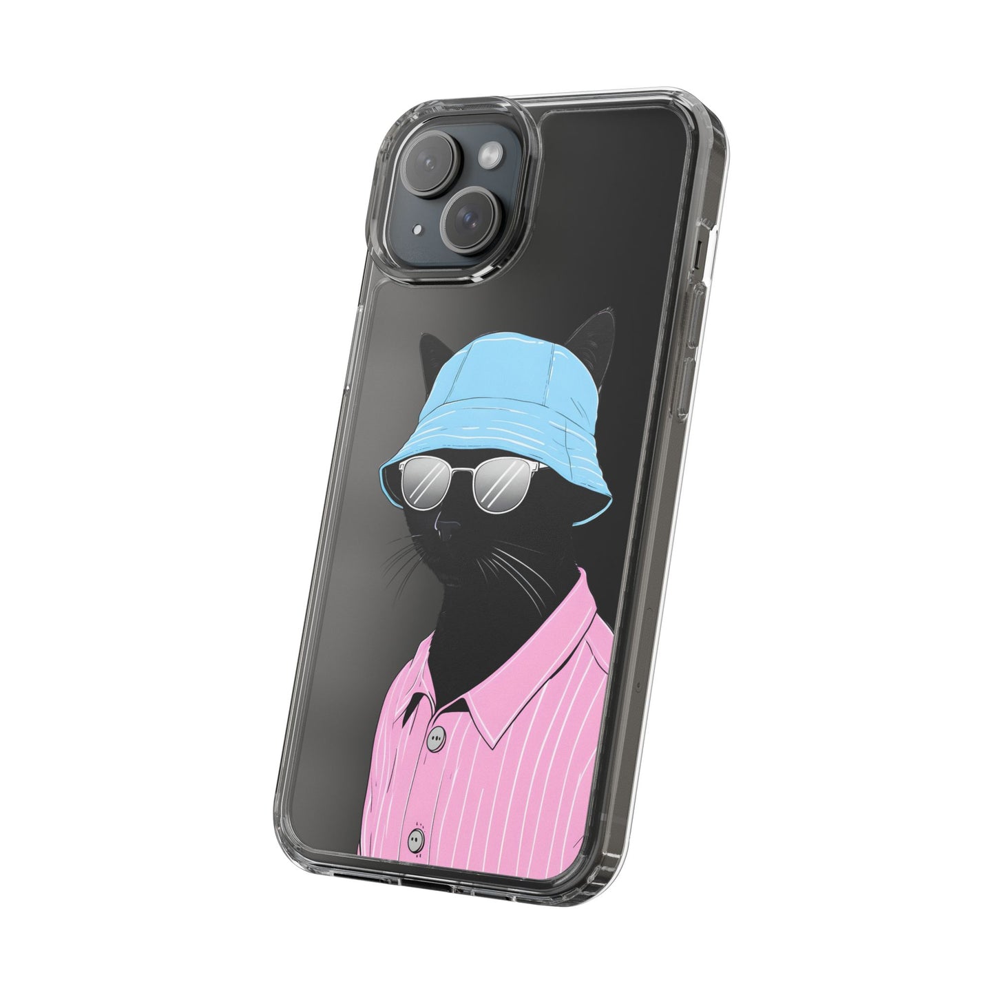 Cool Cat Phone Case with Sunglasses & Hat Design