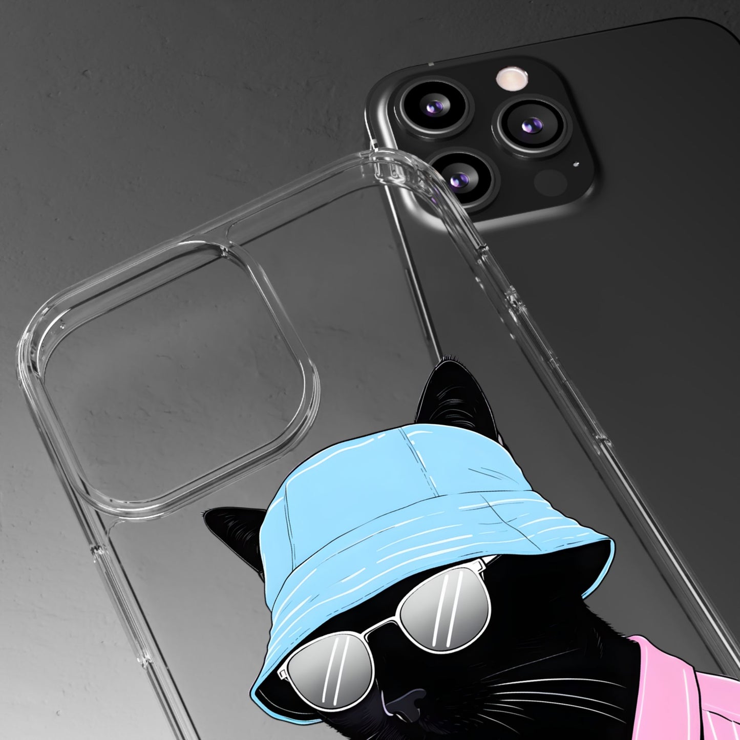 Cool Cat Phone Case with Sunglasses & Hat Design