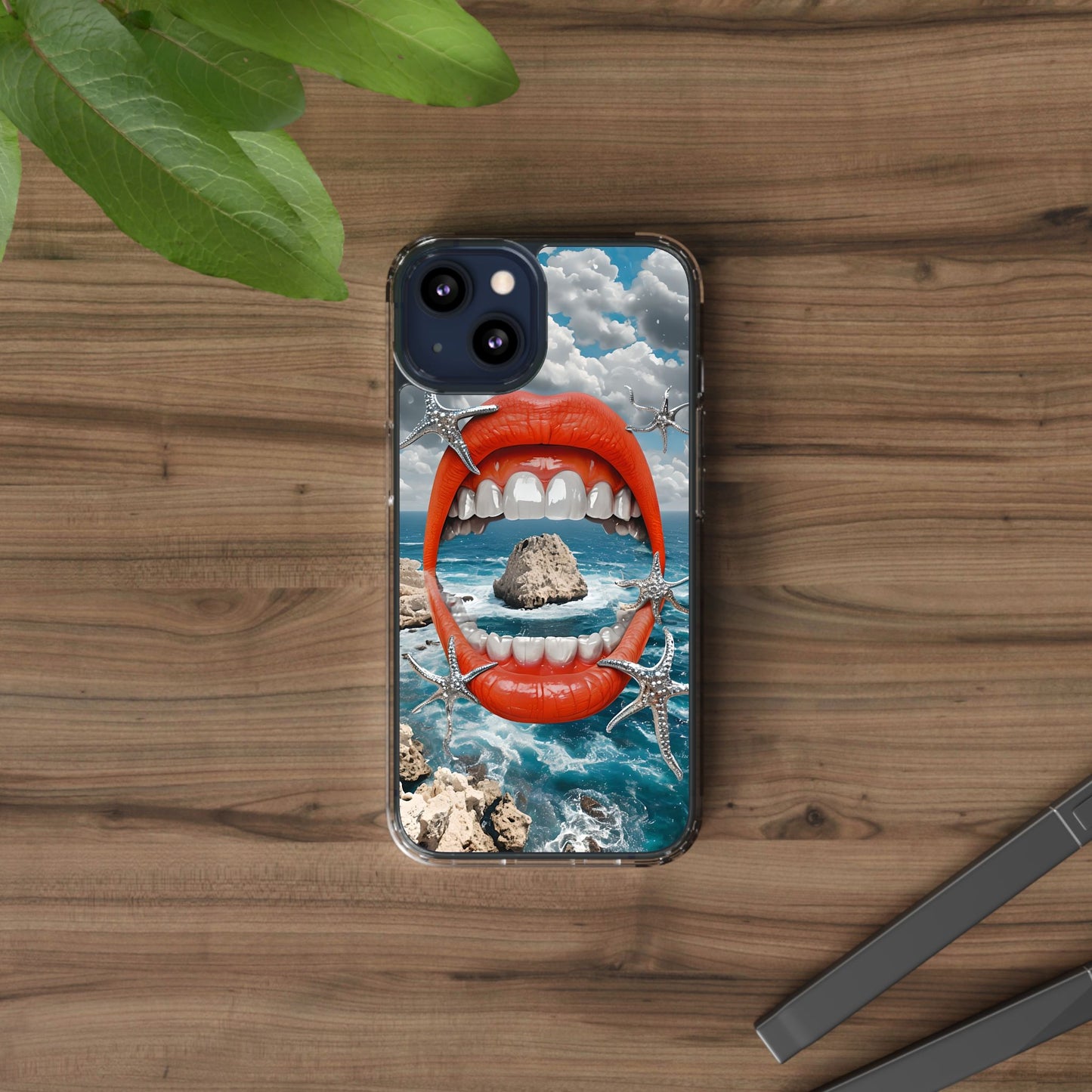 Ocean View Mouth Clear Phone Case - Beachy Vibe Design