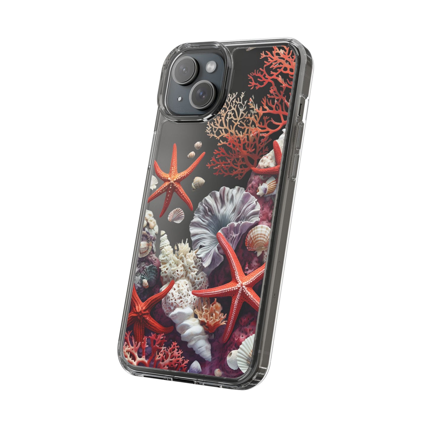 Ocean Coral Clear Phone Case with Starfish Design