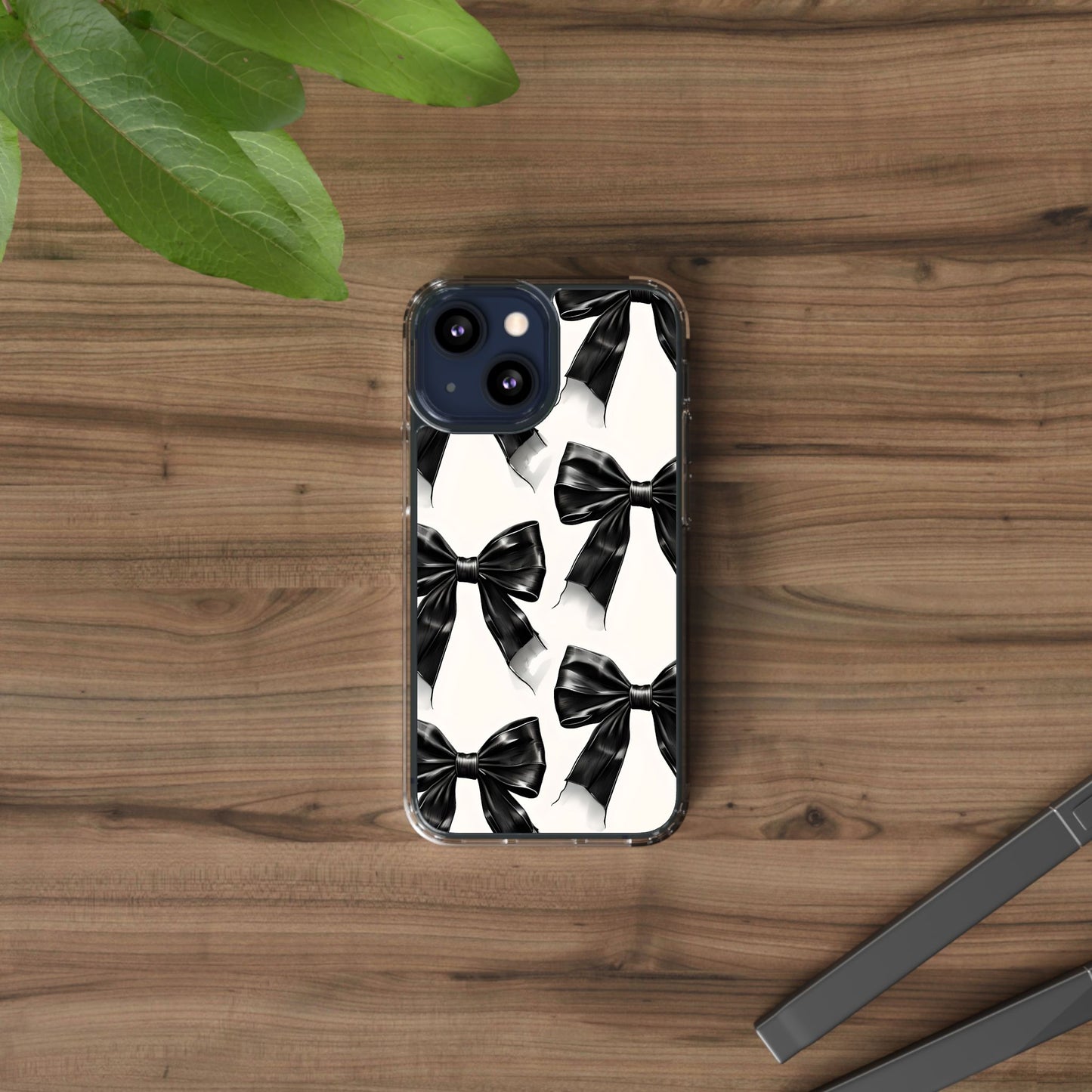 Elegant Bow Clear Phone Case - Stylish & Protective