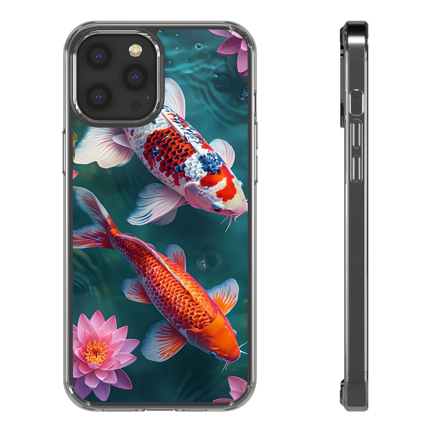 Koi Fish Clear Phone Case - Stylish Transparent Protector for Nature Lovers