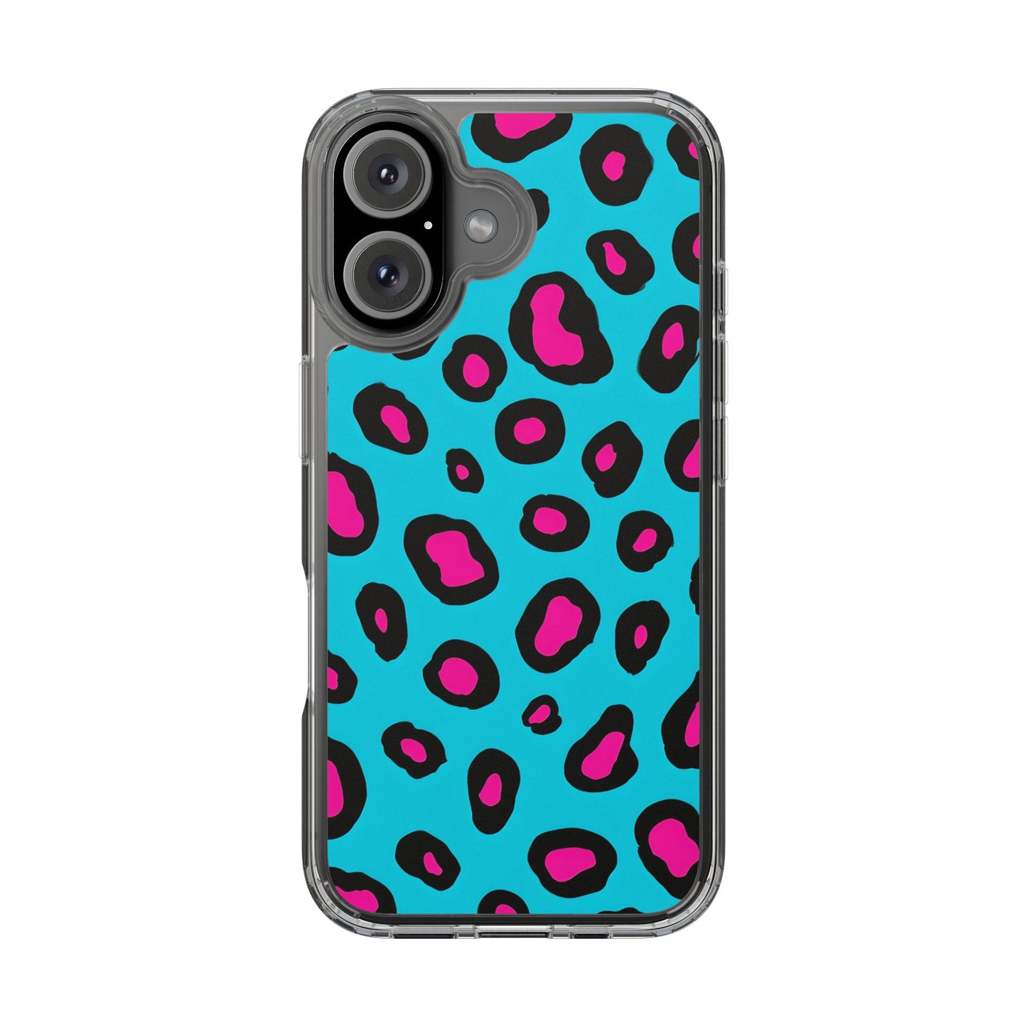 Trendy Clear Phone Case with Pink Leopard Print