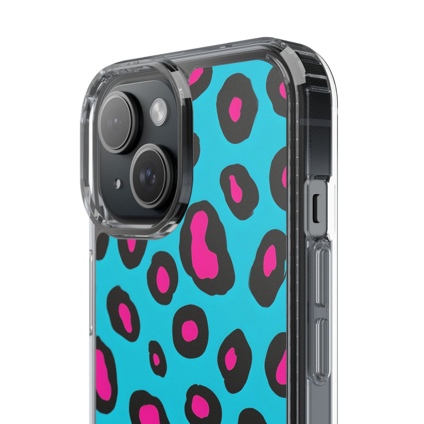 Trendy Clear Phone Case with Pink Leopard Print