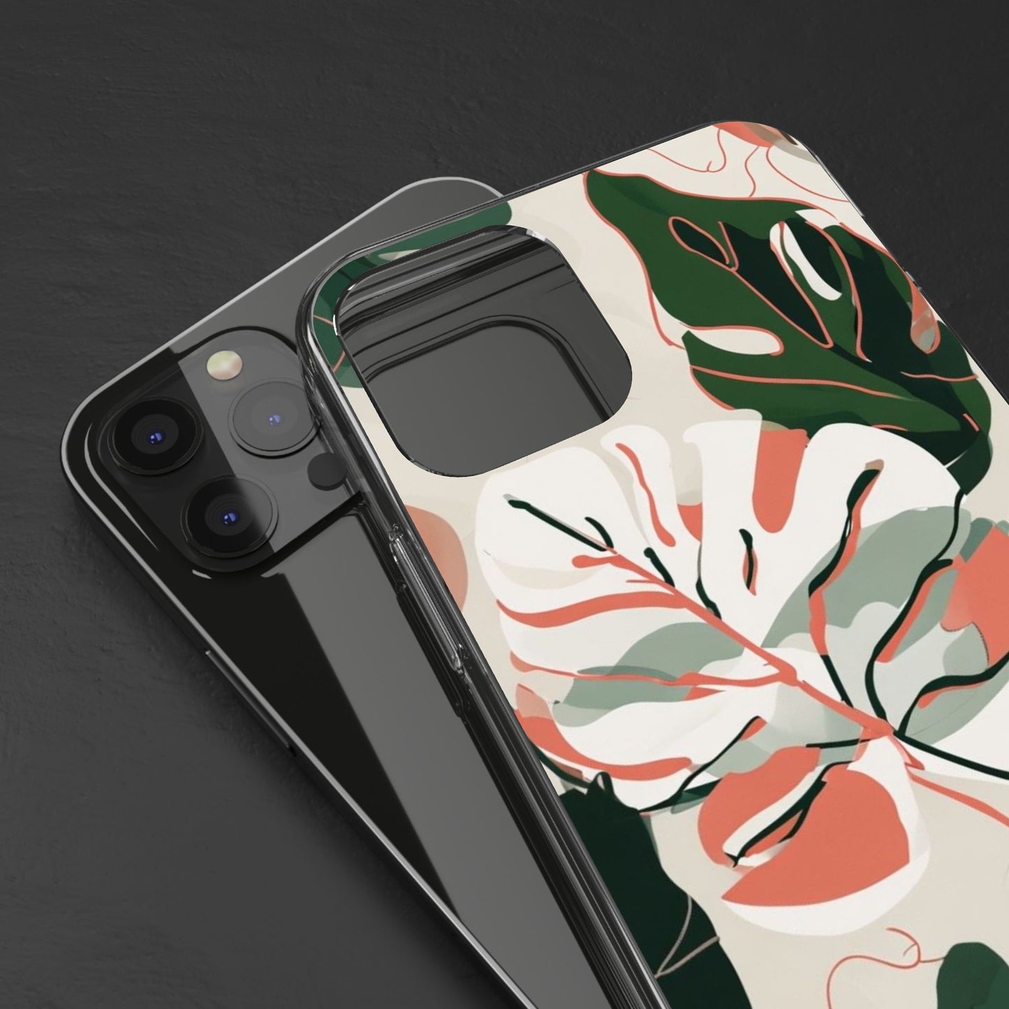 Botanical Clear Phone Case - Nature-Inspired Leaves Design