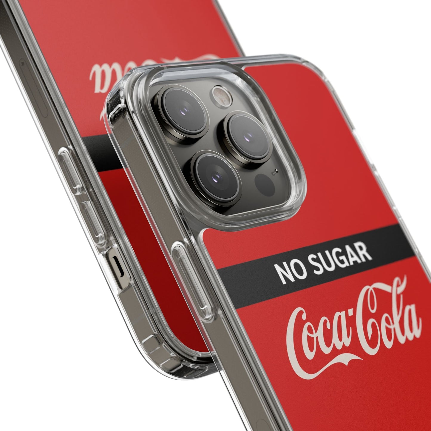 Coca-Cola No Sugar Clear Phone Case - Stylish and Trendy Accessory