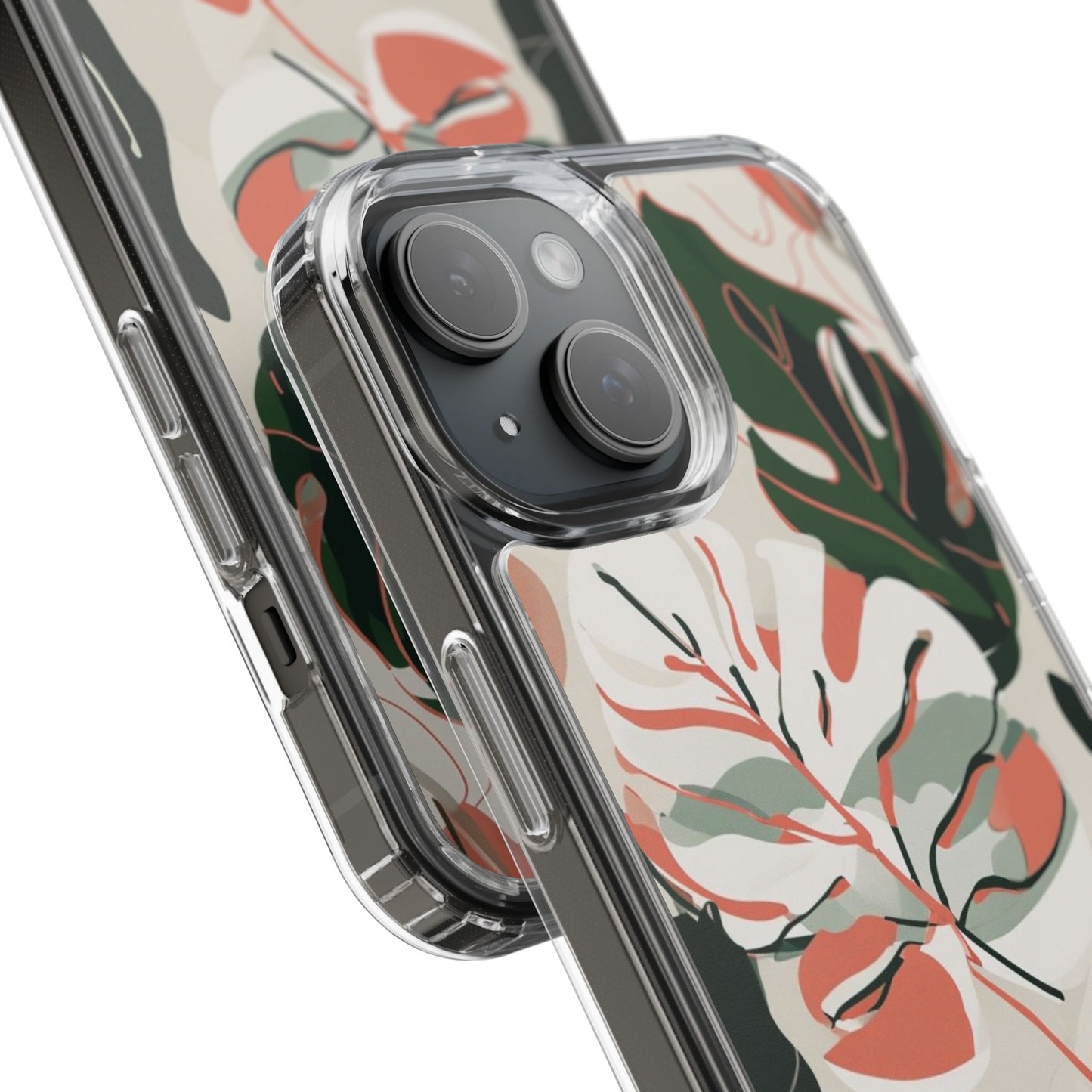 Botanical Clear Phone Case - Nature-Inspired Leaves Design
